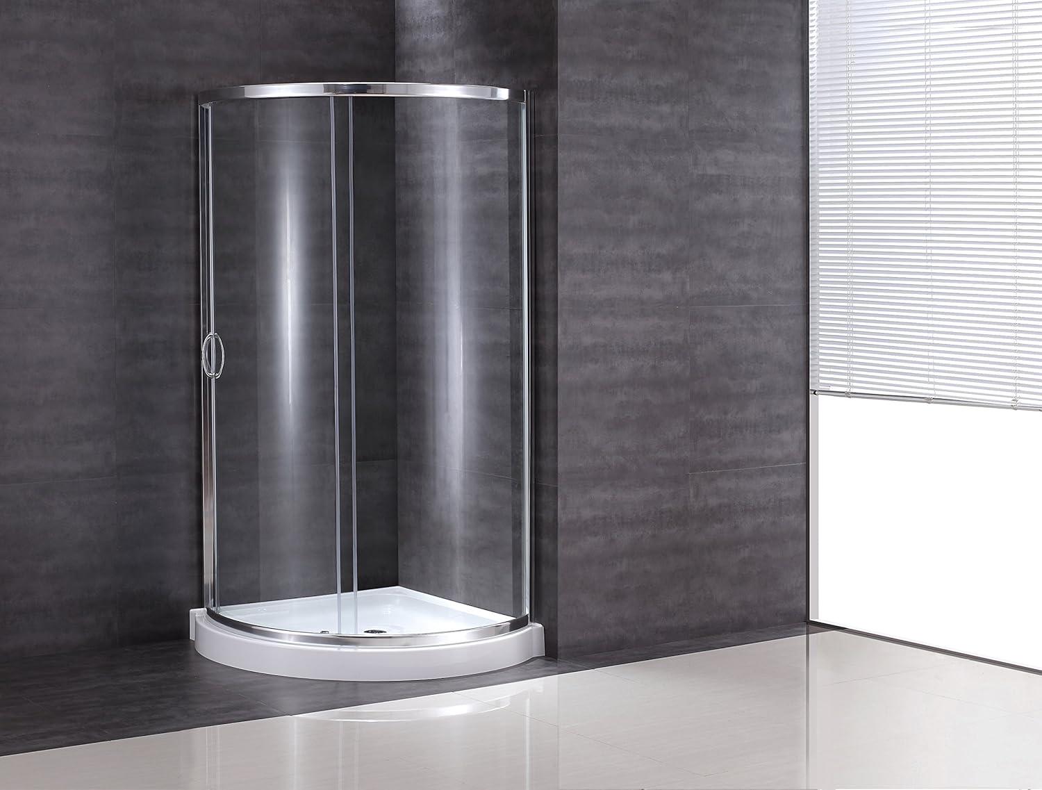 Ove Decors Breeze_36_without_walls OVE Decors Breeze Premium 40 in. Round Shower Kit w/ Clear, Base in Chrome Finish