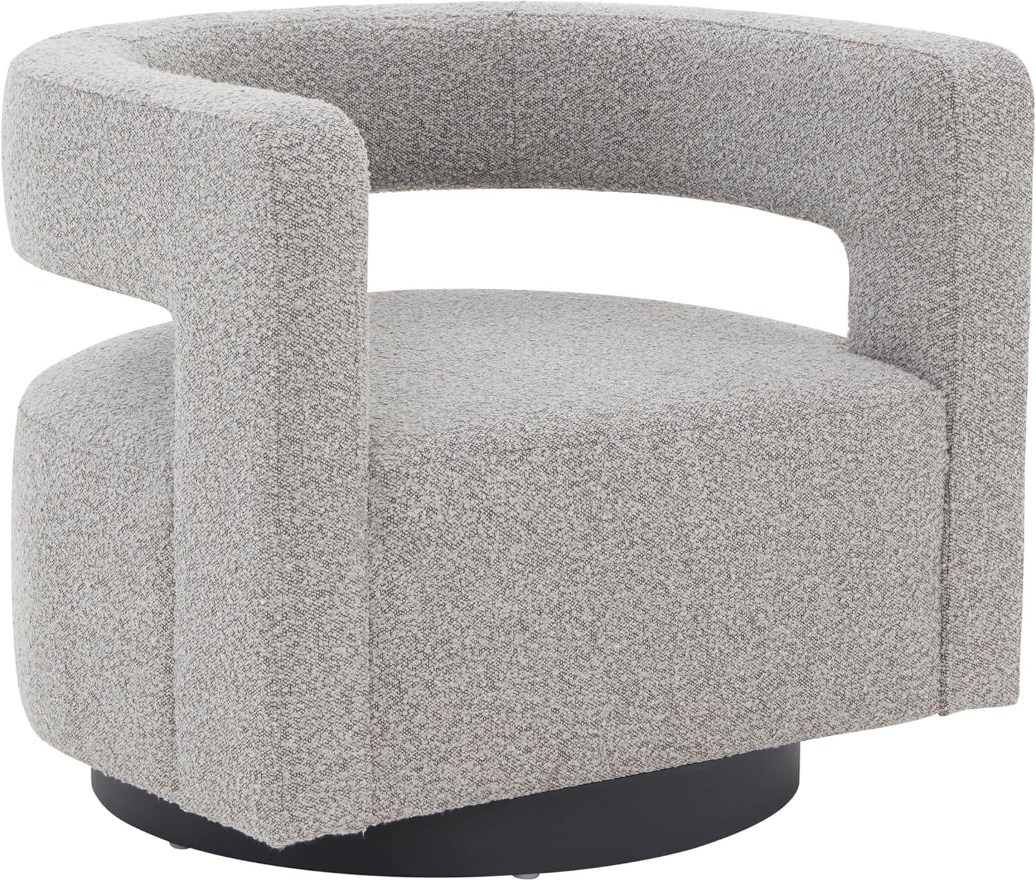 Edgar Velvet Swivel Chair - SFV4764 - Light Grey/Black - Safavieh Couture
