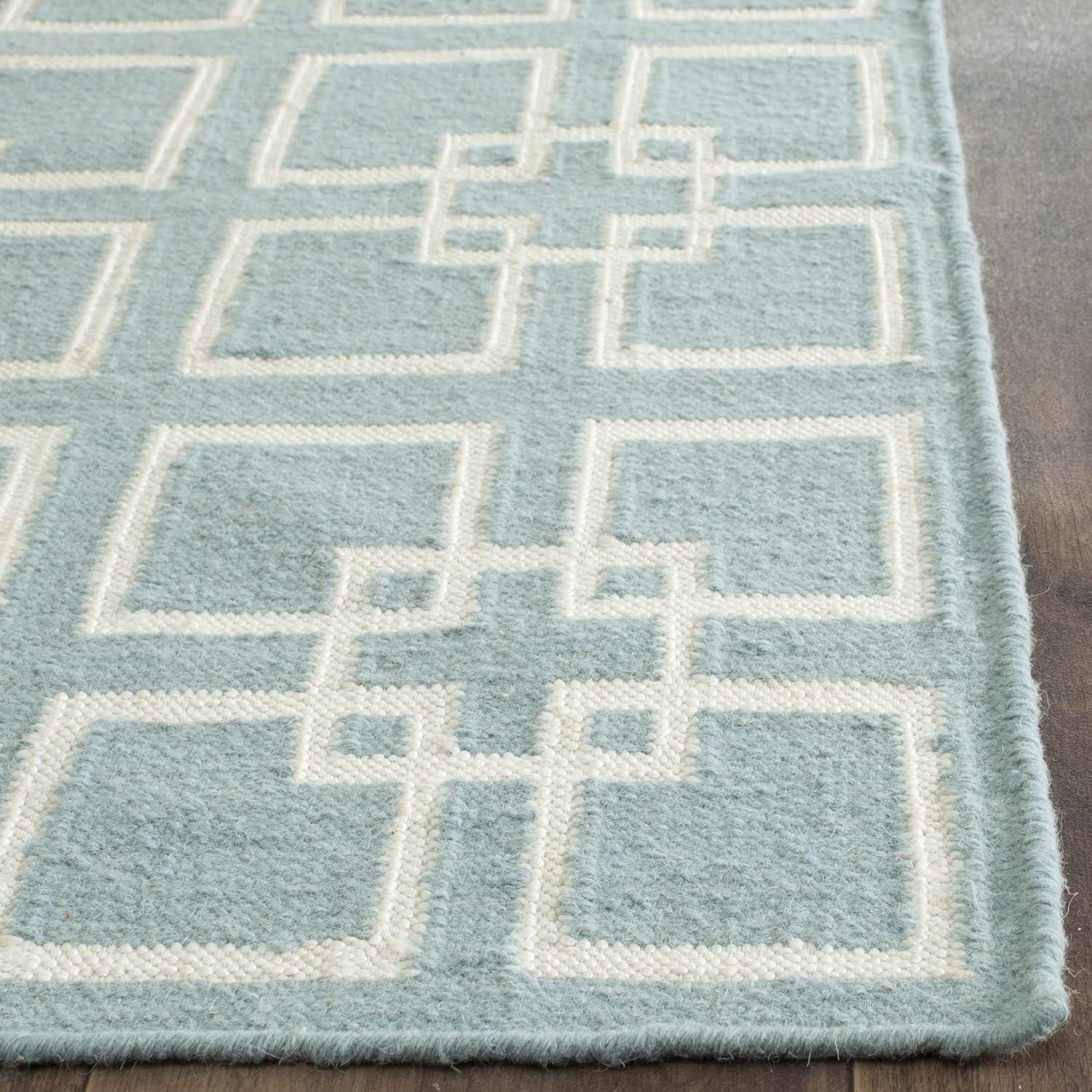 Geometric Handmade Wool/Silk Geyser Blue Area Rug