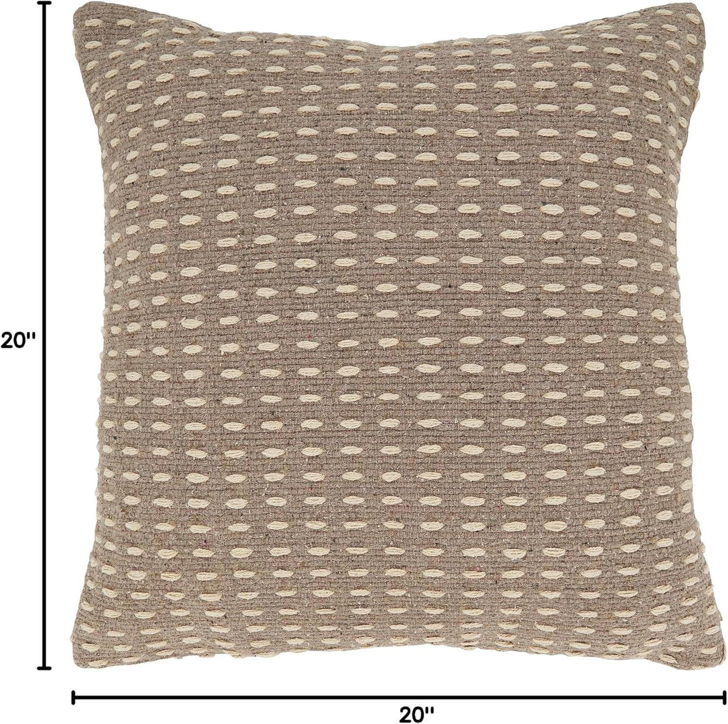 20"x20" Oversize Woven Wonder Dashed Poly Filled Square Throw Pillow Gray - Saro Lifestyle: Cotton Fabric, Indoor Decorative Cushion