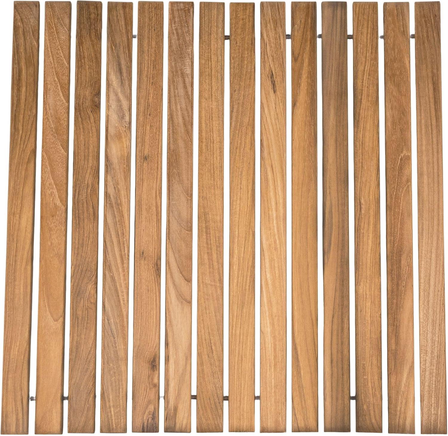 Nordic Teak 19.6" x 19.6" Natural Shower and Bath String Mat - Beige