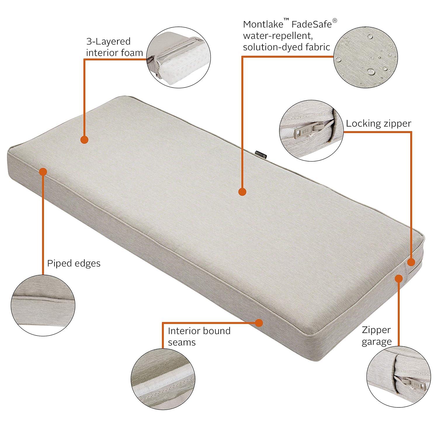 Montlake Heather Grey 54" Water-Resistant Patio Sofa Cushion