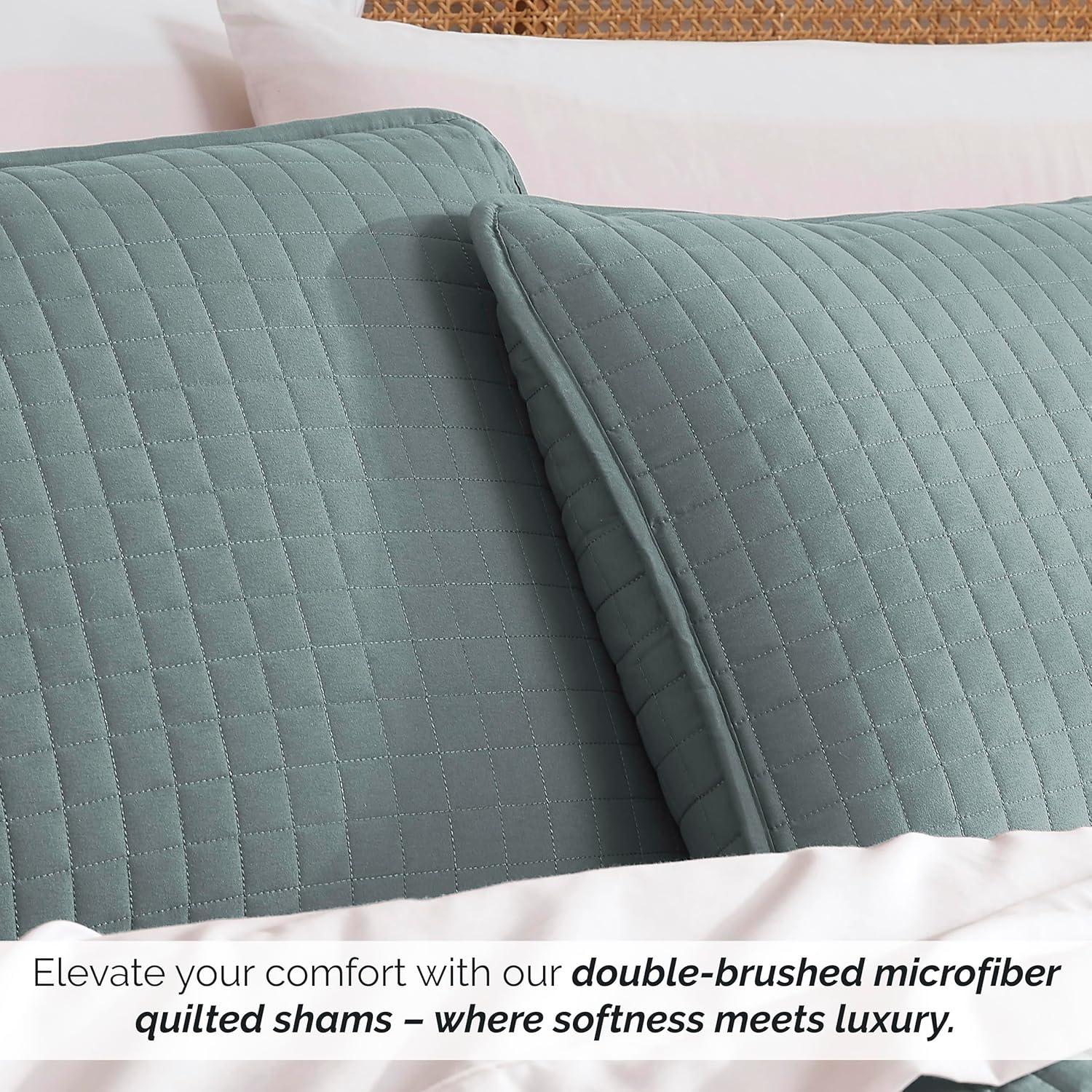 Southshore Fine Living, Inc. Decorative Blue Pillow Covers 18x18, Set of 2 Pillow Sham Covers for Throw Pillows, Quilted Square Pillow Shams to Match Quilt Bedding Set, Steel Blue