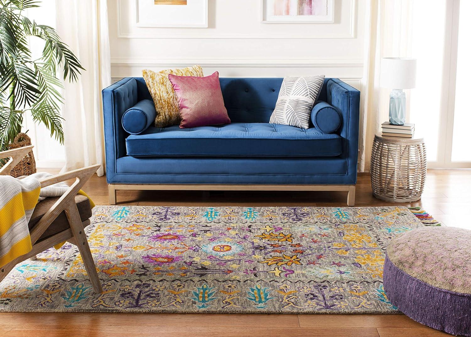 Blossom BLM453 Hand Tufted Indoor Accent Rug - Grey/Multi - 3'x5' - Safavieh