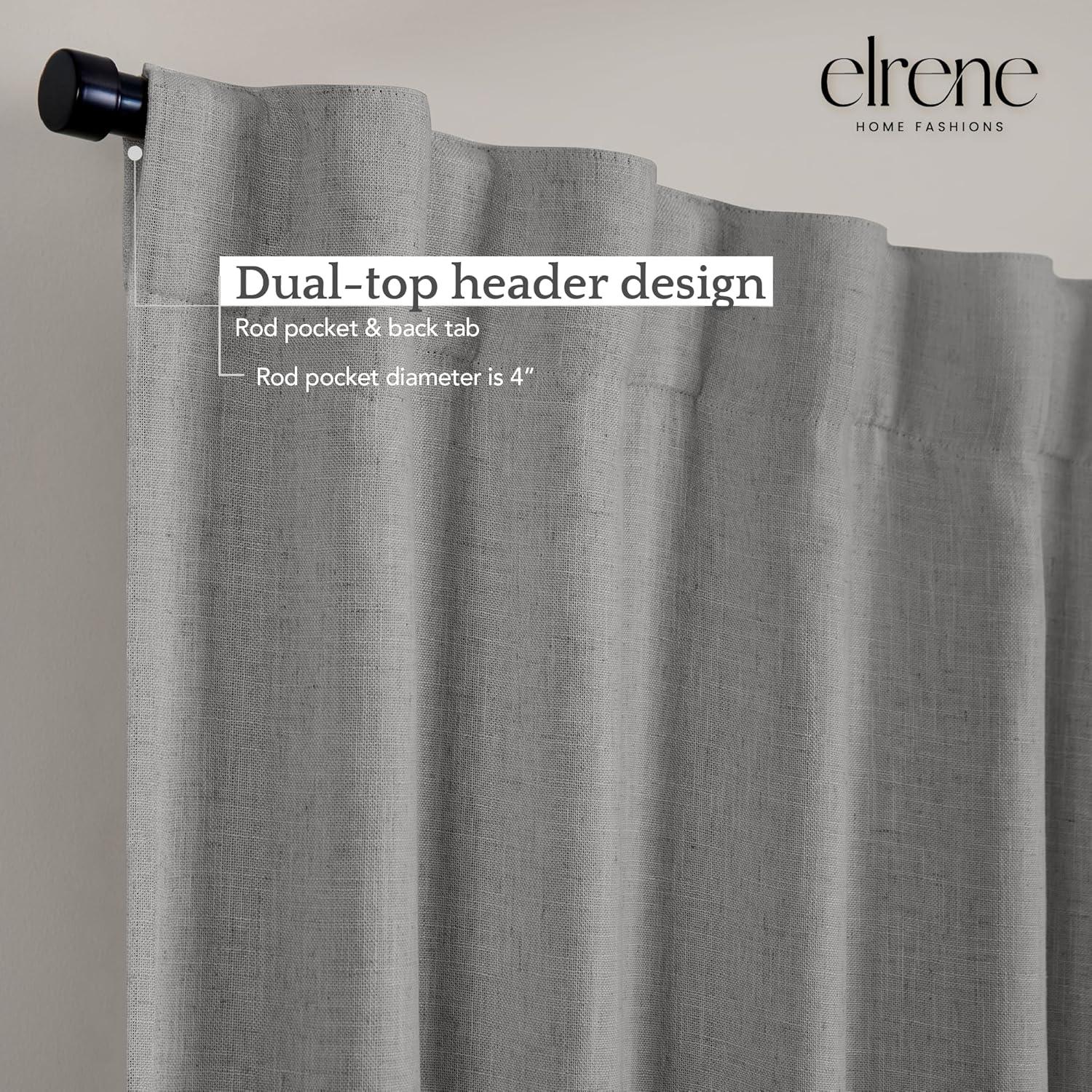 Elrene Harrow Solid Texture Room Darkening Single Window Curtain Panel - Elrene Home Fashions