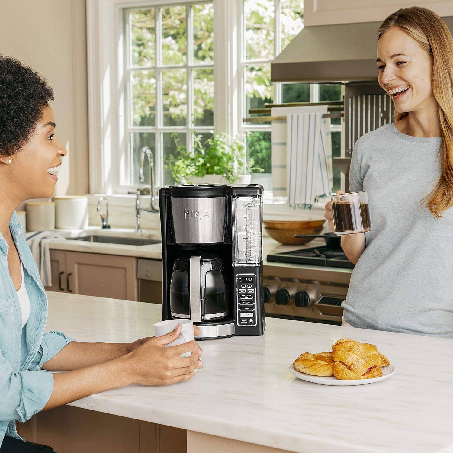 Ninja 12-Cup Programmable Coffee Maker with Classic and Rich Brews, 60 oz. Water Reservoir, and Thermal Flavor Extraction (CE201), Black/Stainless Steel