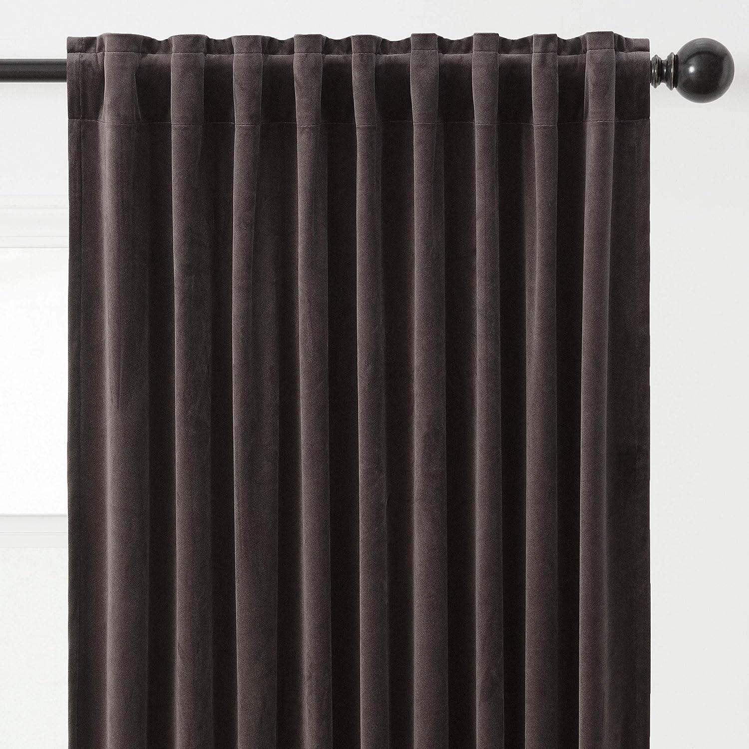 Chanasya 2pk Solid Velvet Room Darkening Blackout Privacy Window Curtain Panels - Set of 2 - 52 x 96 Inches Long - Charcoal