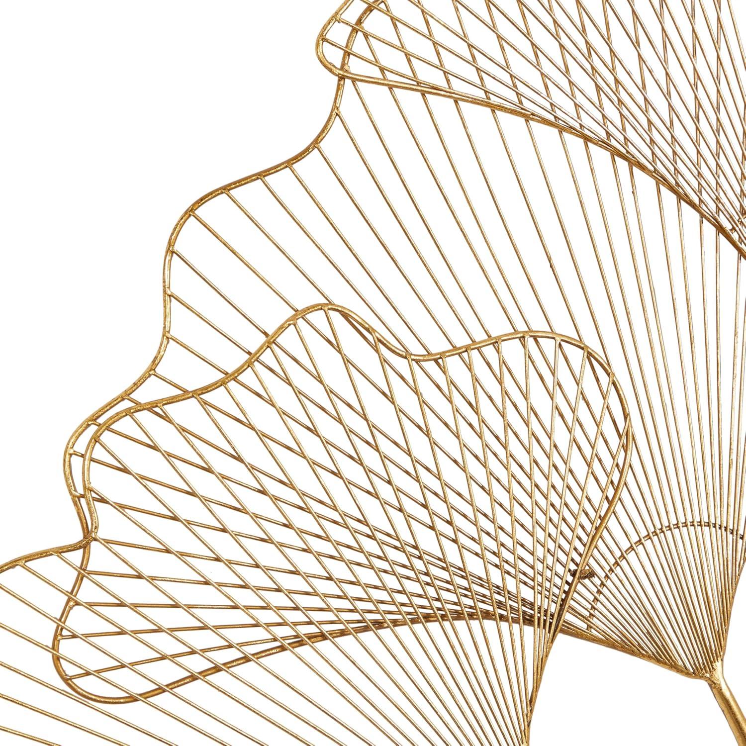 CosmoLiving by Cosmopolitan Floral Gold Metal Leaf Wall Décor, 36" X 33"