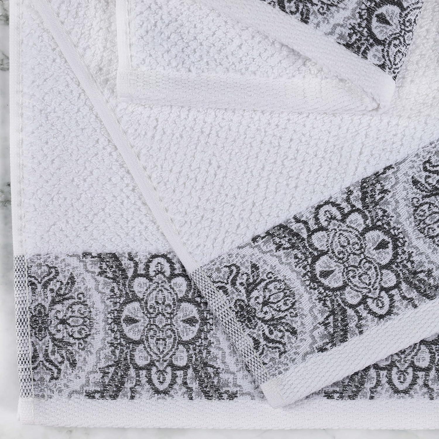 White and Grey Turkish Cotton 6-Piece Towel Set