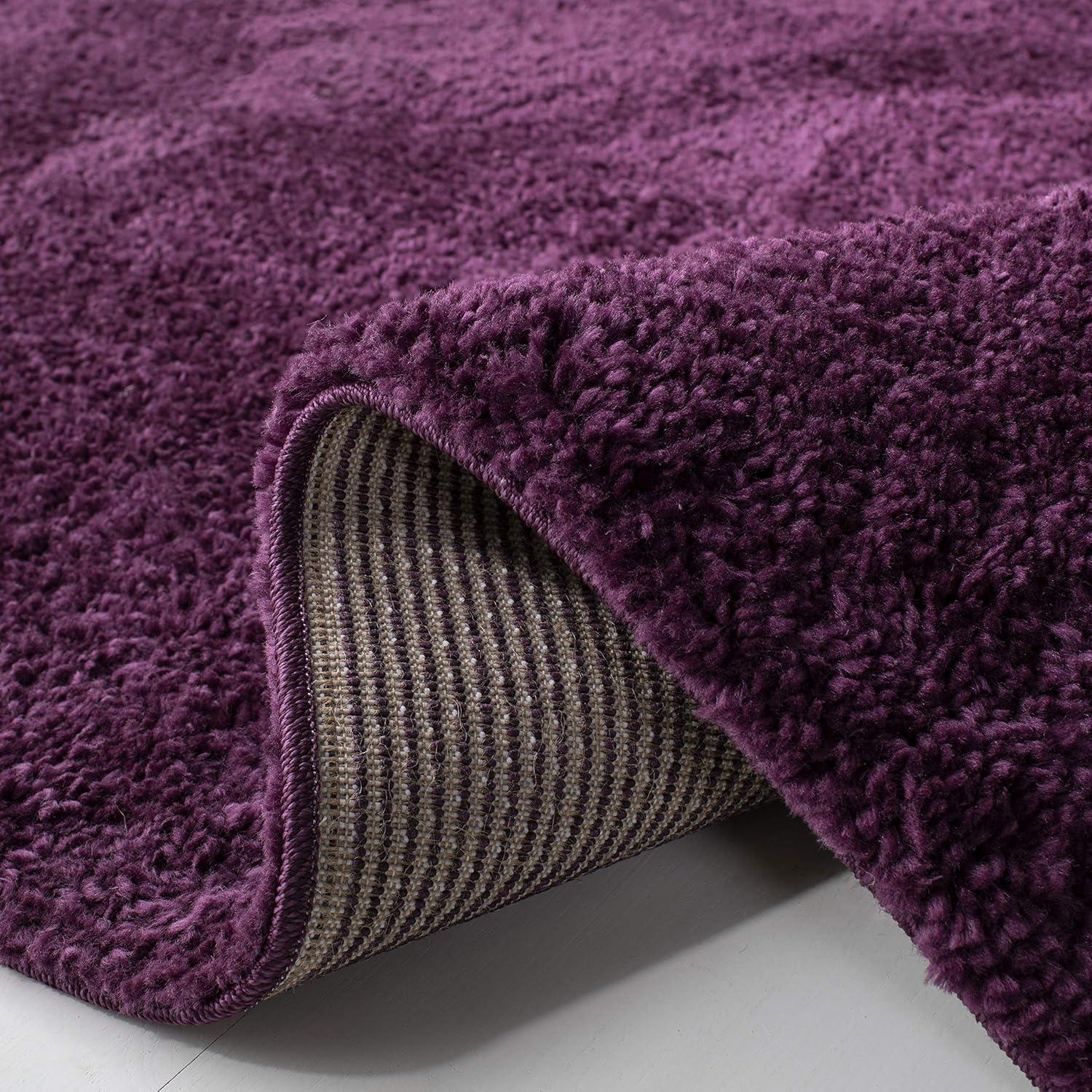 SAFAVIEH August Carlene Solid Plush Shag Area Rug, Purple, 5'3" x 5'3" Square