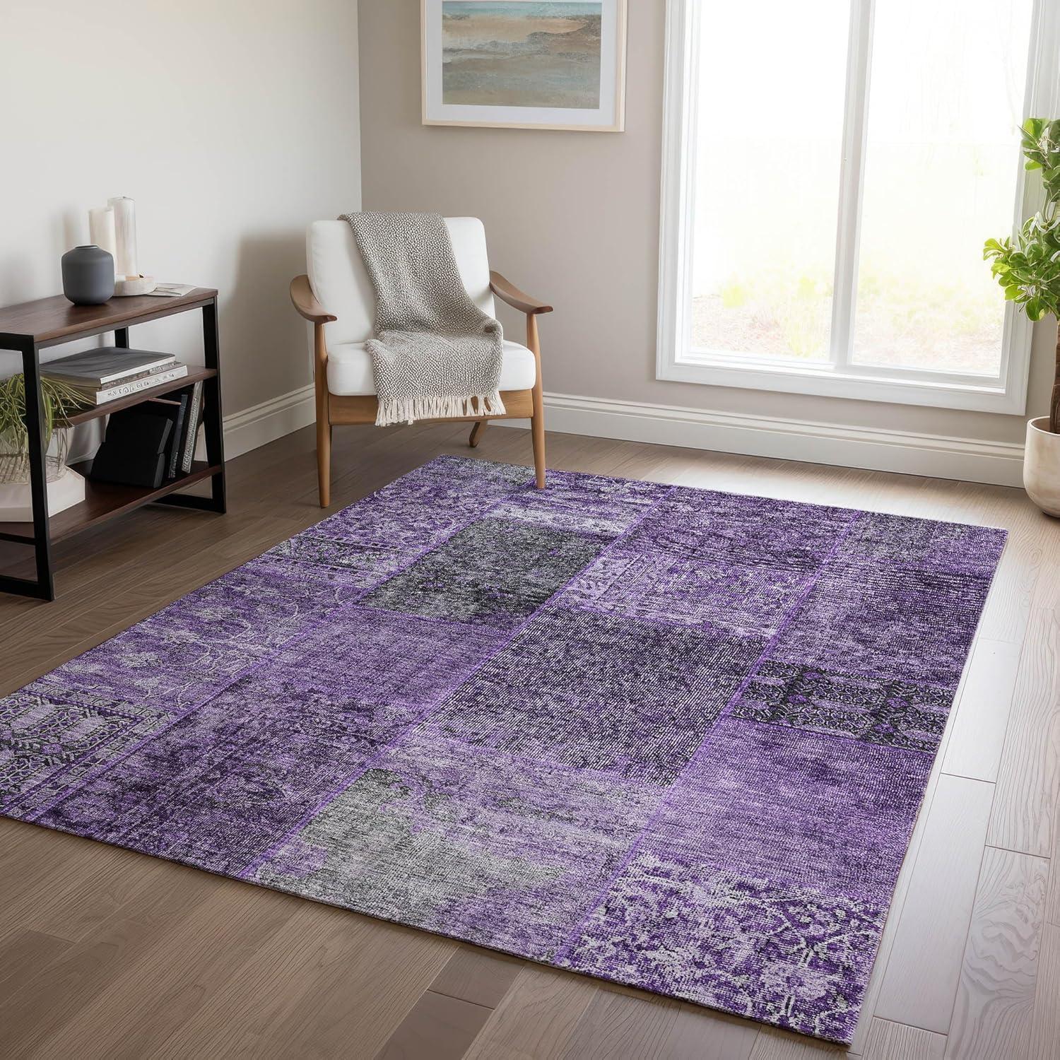 Eggplant Synthetic Flat Woven 3' x 5' Indoor Outdoor Rug