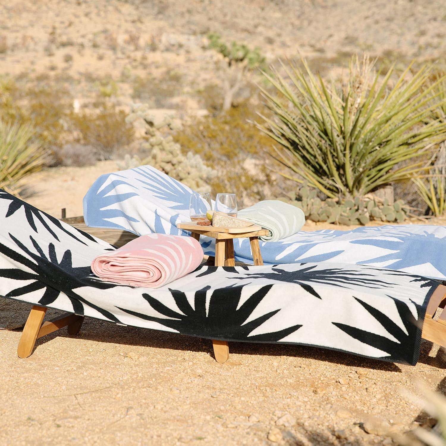 Laguna Beach Textile Co. Striped Cabana Beach Towel - Oversized, Plush 630 GSM Cotton - Coral Orange & Sea Glass Green