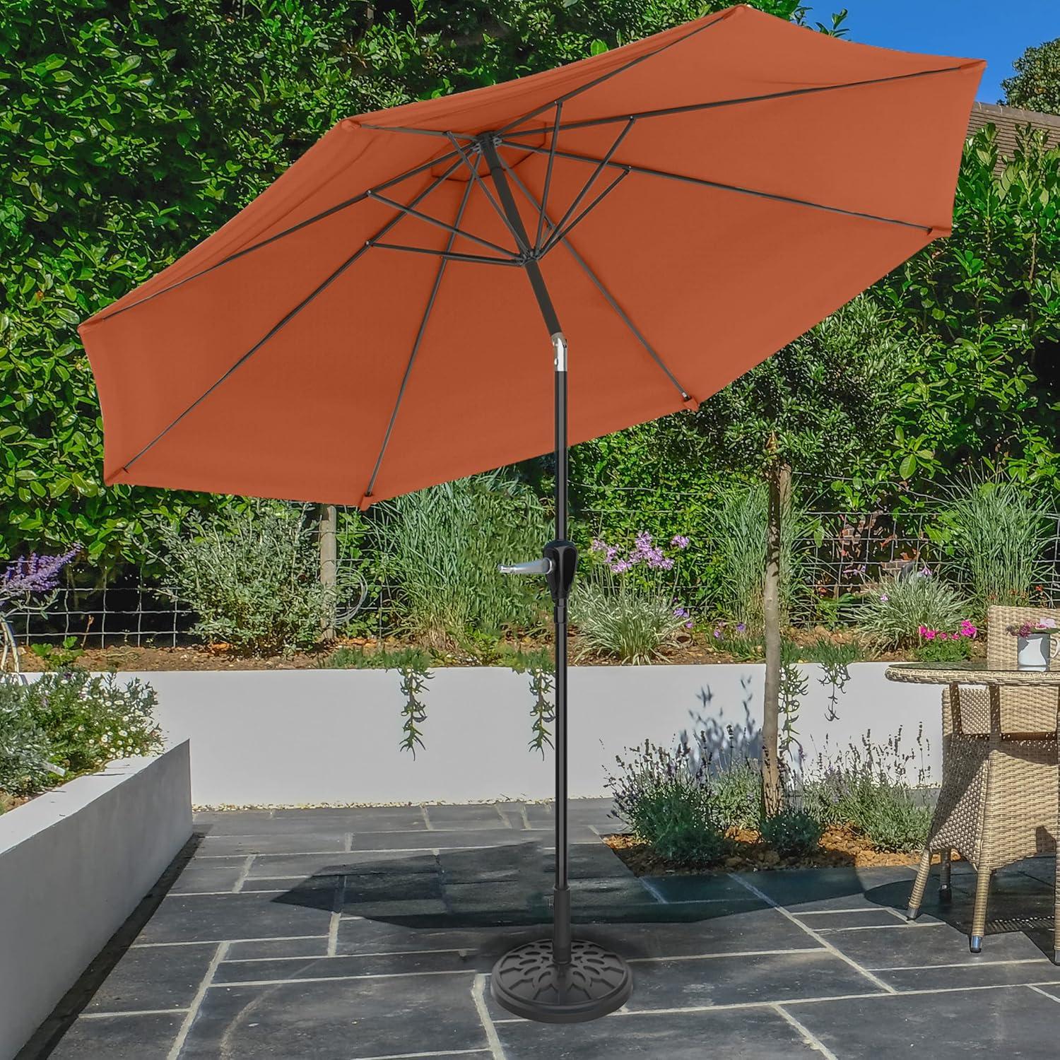 Pure Garden 10 Ft Patio Umbrella with Base, Orange