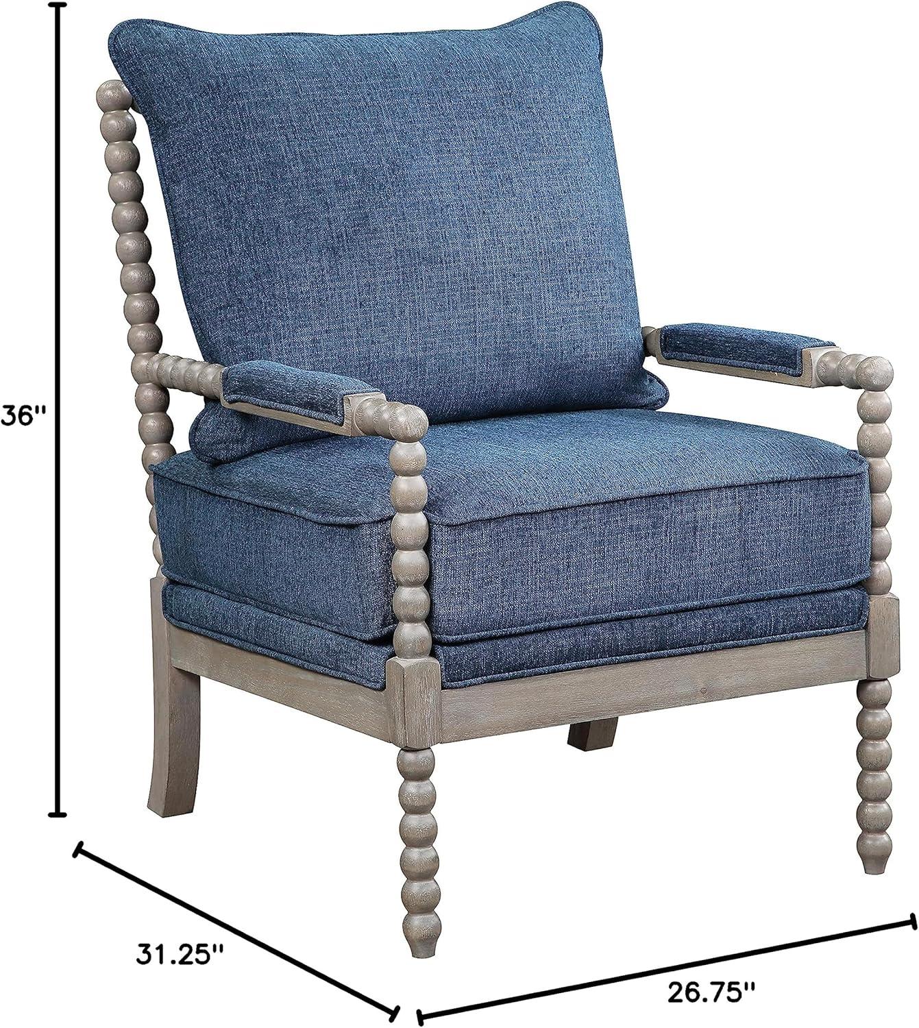 OSP Home Furnishings Abbott Chair in Azure Fabric with Brushed Grey Base K/D