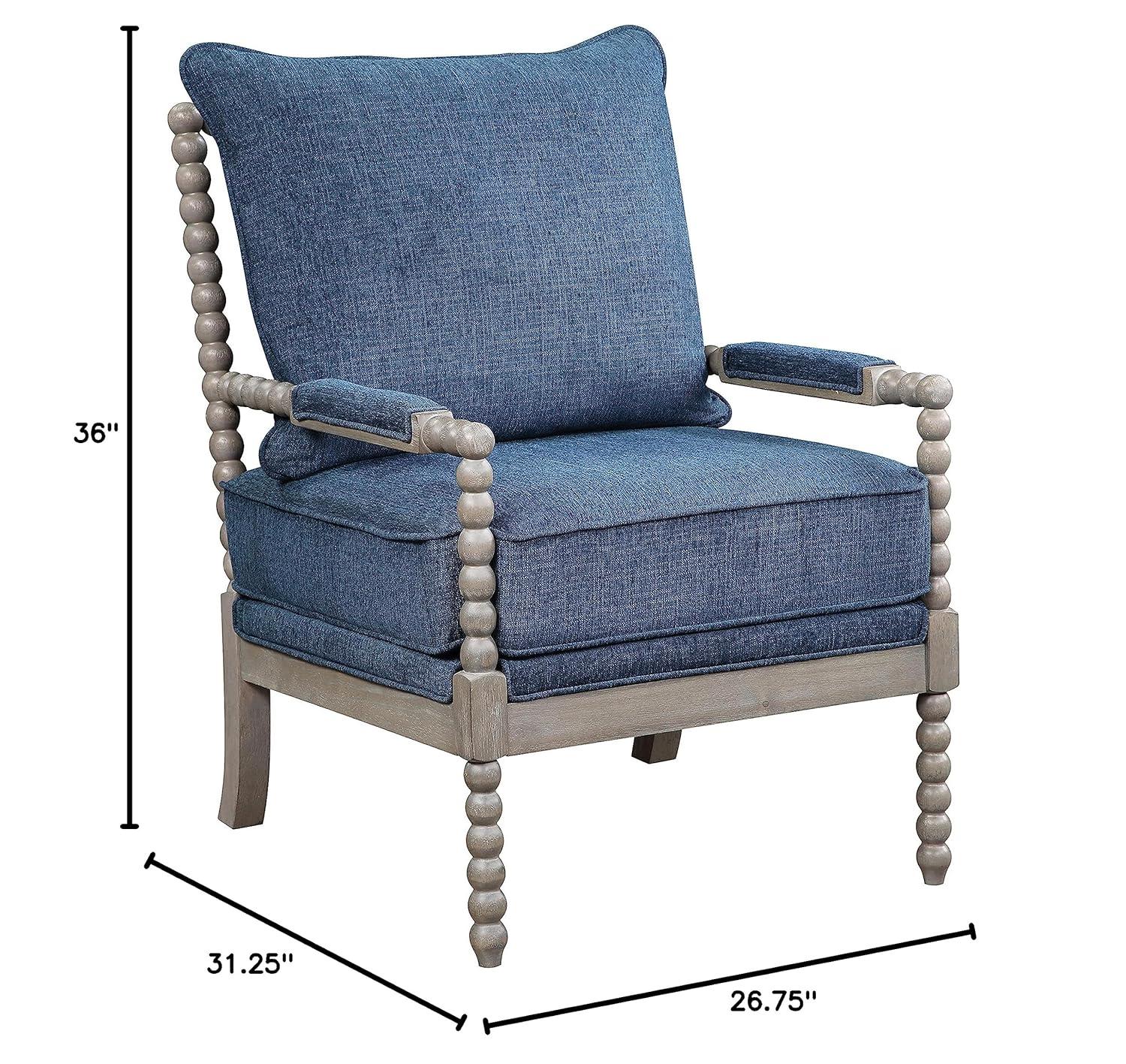 OSP Home Furnishings Abbott Chair in Azure Fabric with Brushed Grey Base K/D