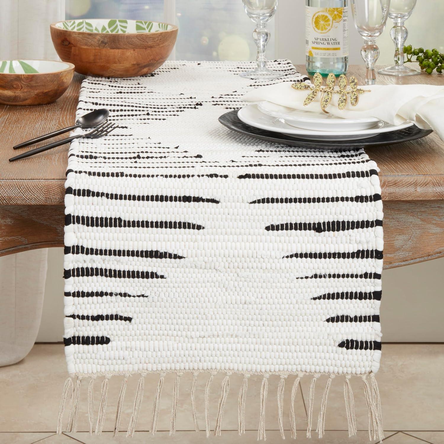 Cream Cotton Fringe Rectangle Table Runner