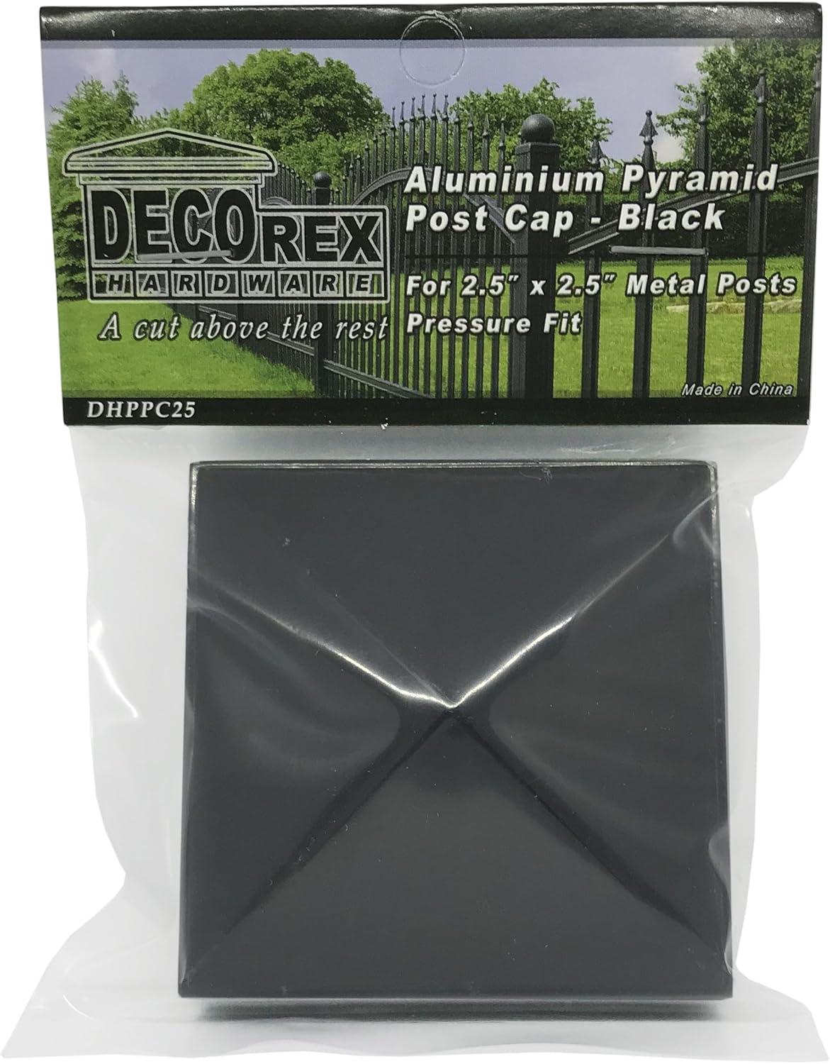 2.5" x 2.5" Aluminium Pyramid Post Cap for Metal Posts - Pressure Fit - Black