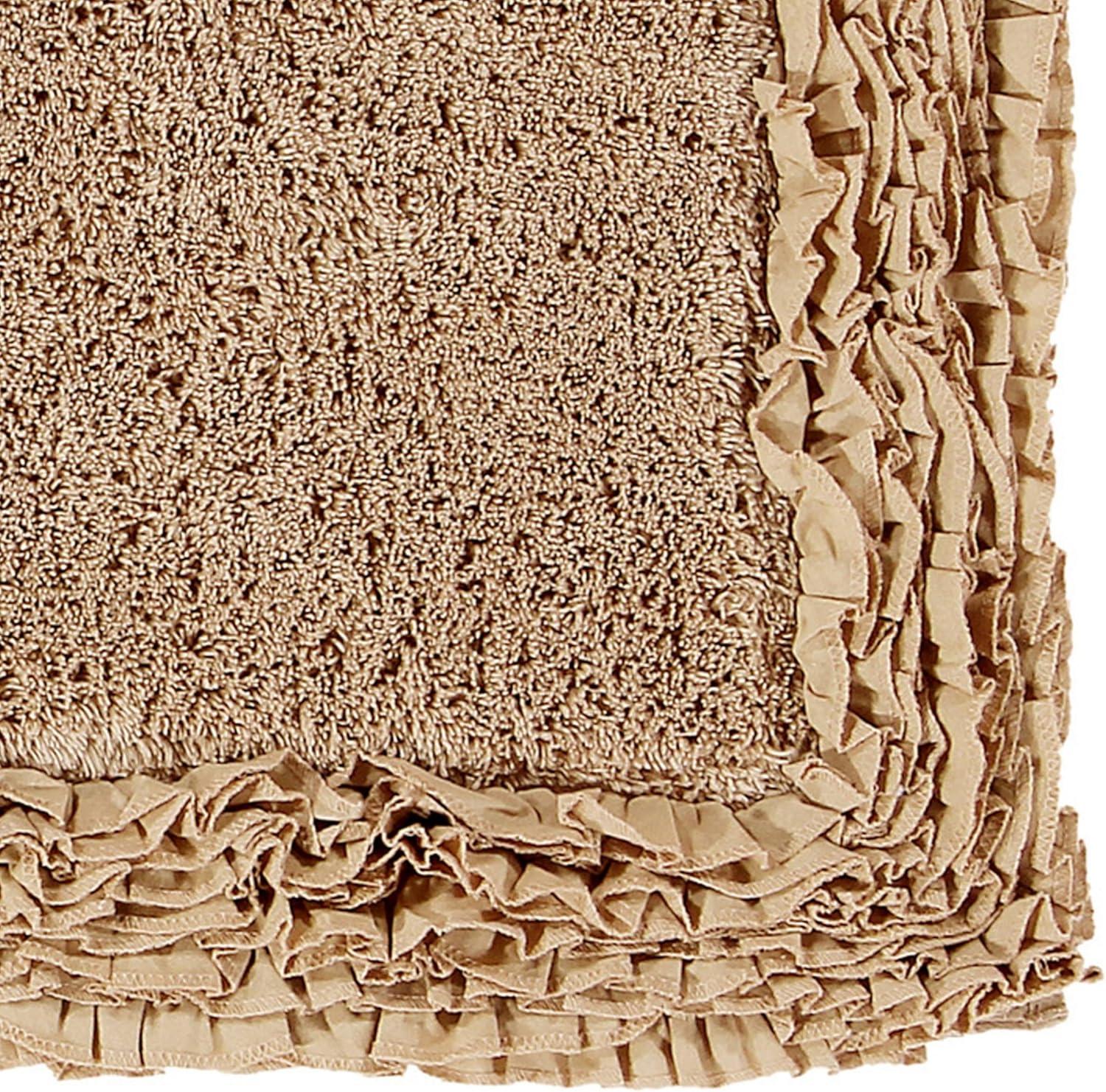 Better Trends Shaggy Boader 100% Cotton Tufted Non- Slip Backing Bath Rug 24" x 40" Rectangle - Beige