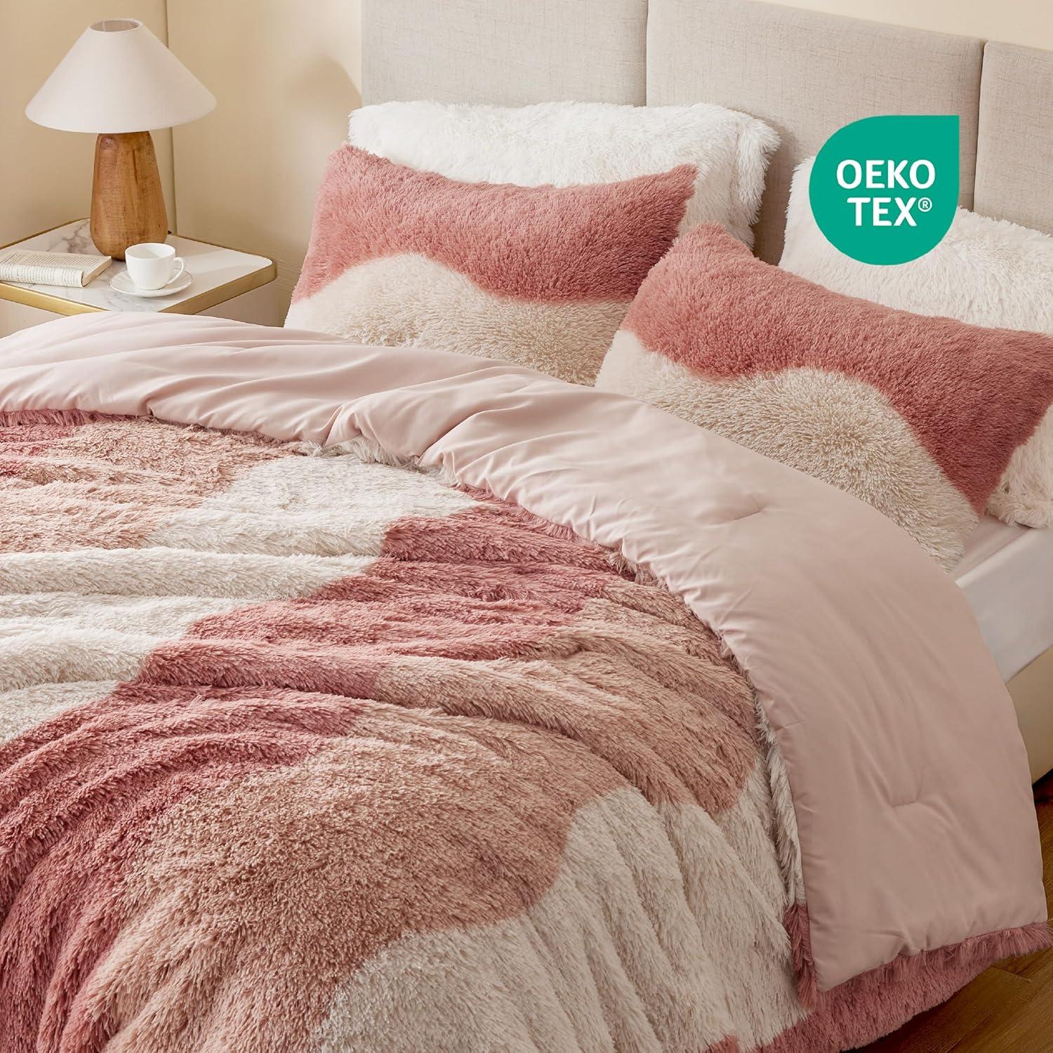 Ombre Shaggy Faux Fur Comforter Set