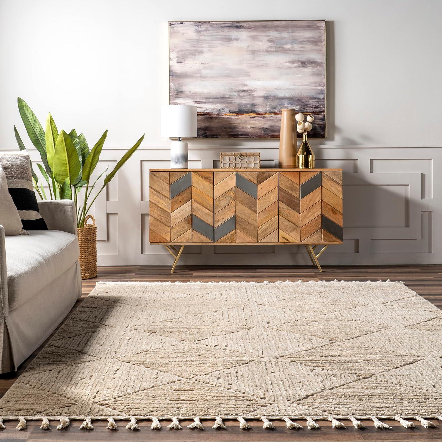 Nuloom Kerry Textured Geometric Tasseled Indoor Area Rug