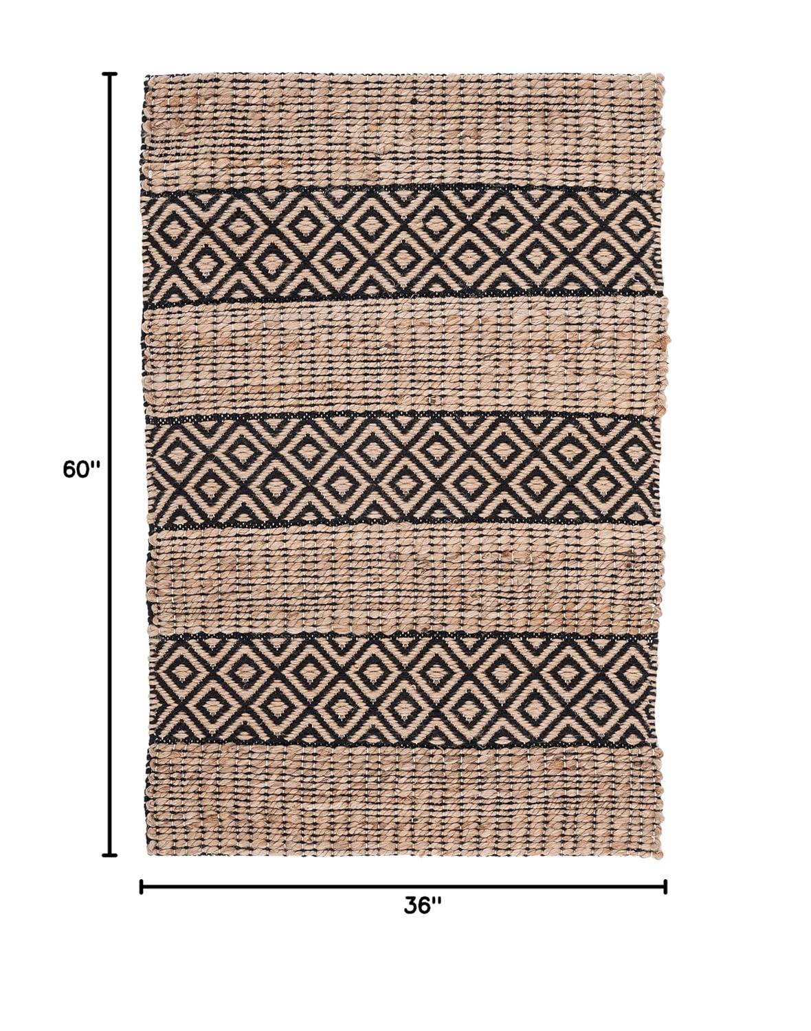 Natural Fiber NFB653 Power Loomed Area Rug - Black/Natural - 3'x5' - Safavieh.