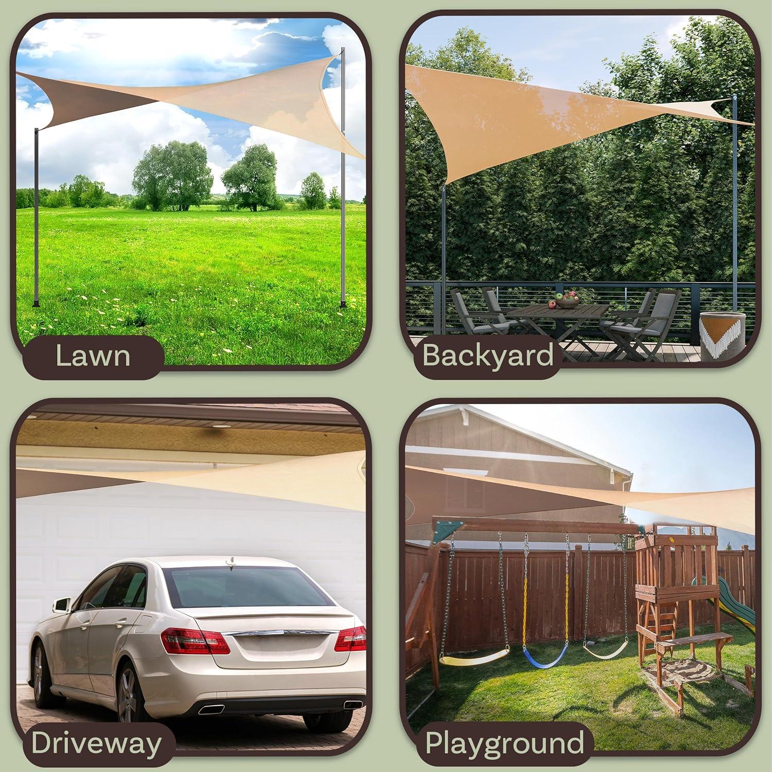 Pure Garden Sun Shade Canopy - 10x13ft Curved Rectangle Sun Shade Sail with UV Protection - Sun Shades Outdoor Patio or Pool Canopy - Sunshades for Patio, Yard, Deck or Outdoor Activities by Pure Garden