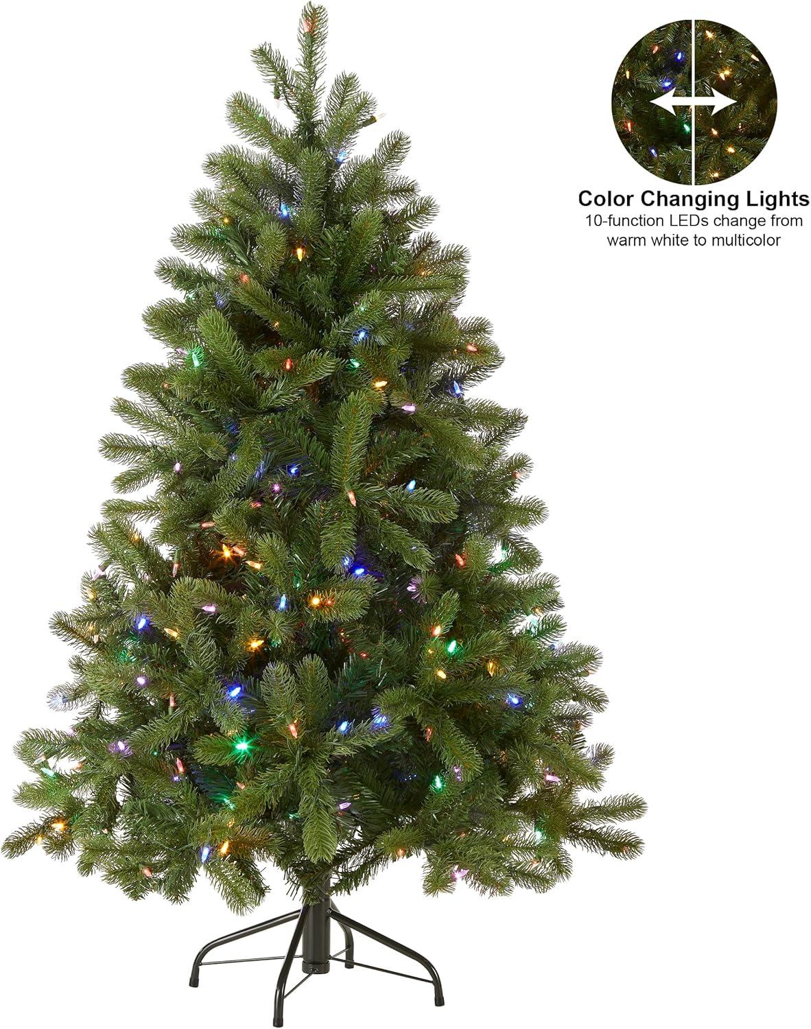 4.5 ft Green Douglas Fir Pre-Lit Christmas Tree with LED Lights