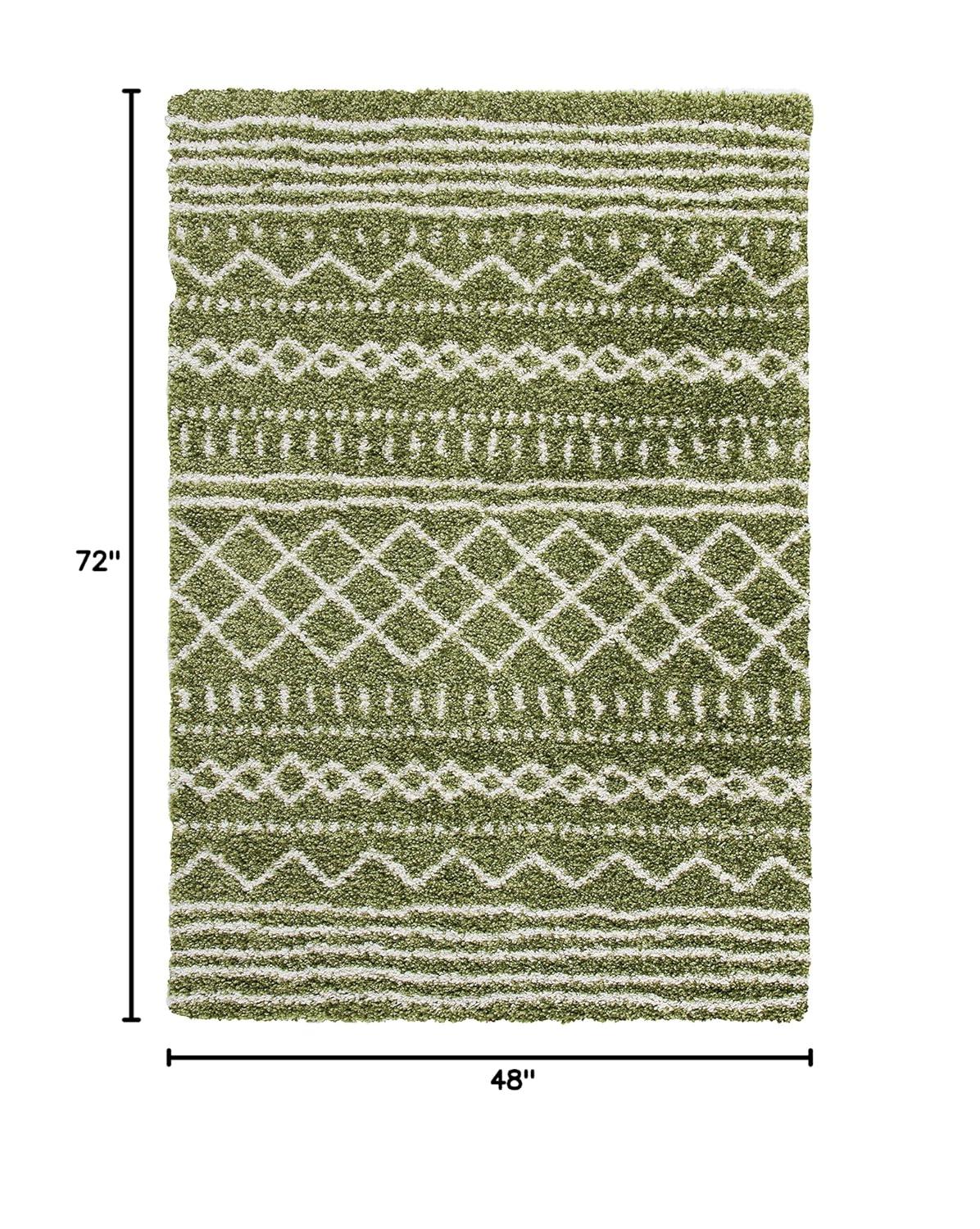 SAFAVIEH Arizona Teagan Geometric Shag Area Rug, Green/Ivory, 4' x 6'