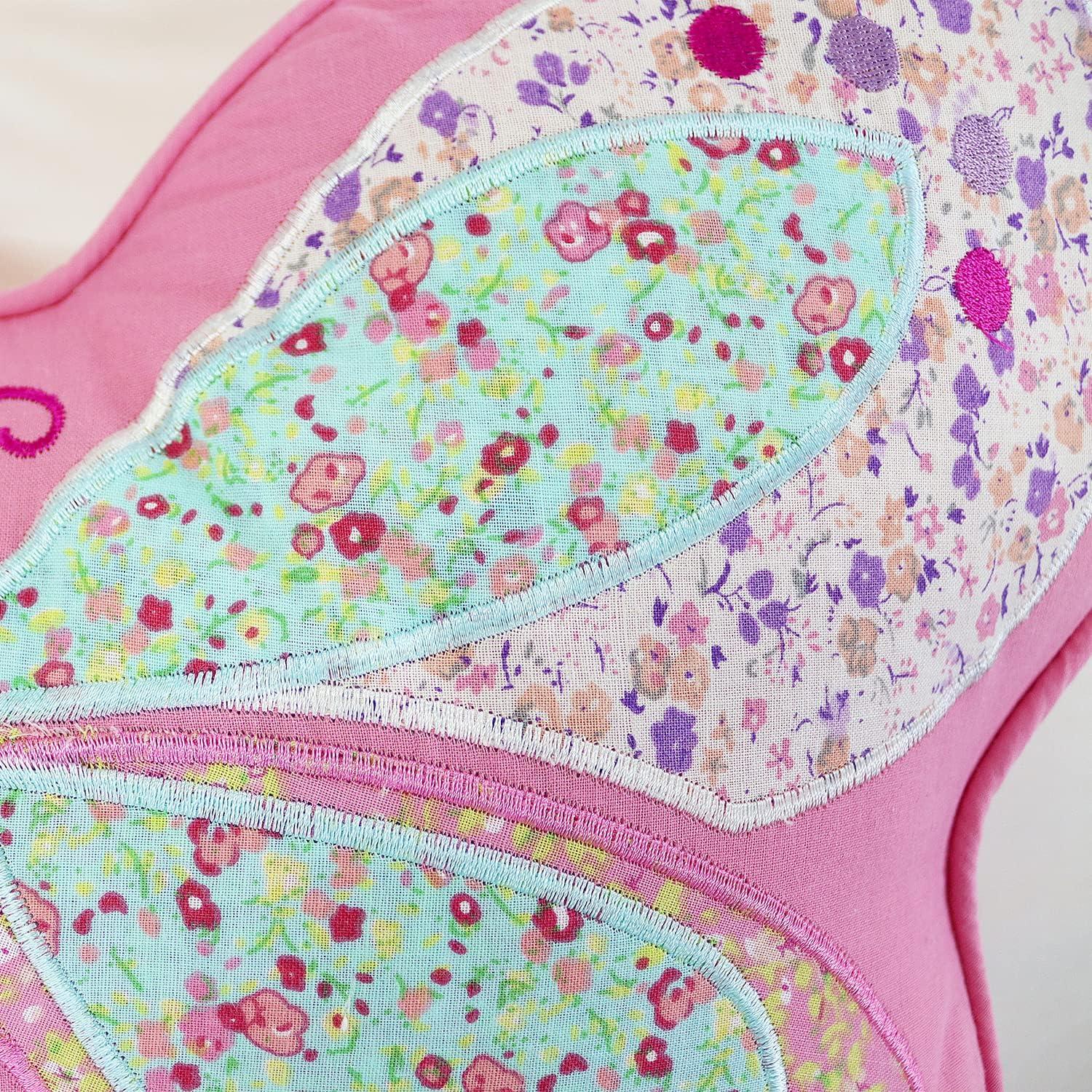 Brandream Kids Pillows Girls Butterfly Shaped Pillow Quilted Throw Pillow for Bed Couch Pink Sweet