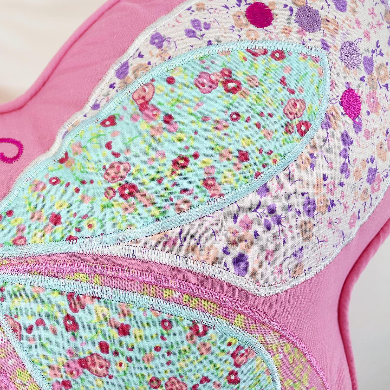 Brandream Kids Pillows Girls Butterfly Shaped Pillow Quilted Throw Pillow for Bed Couch Pink Sweet