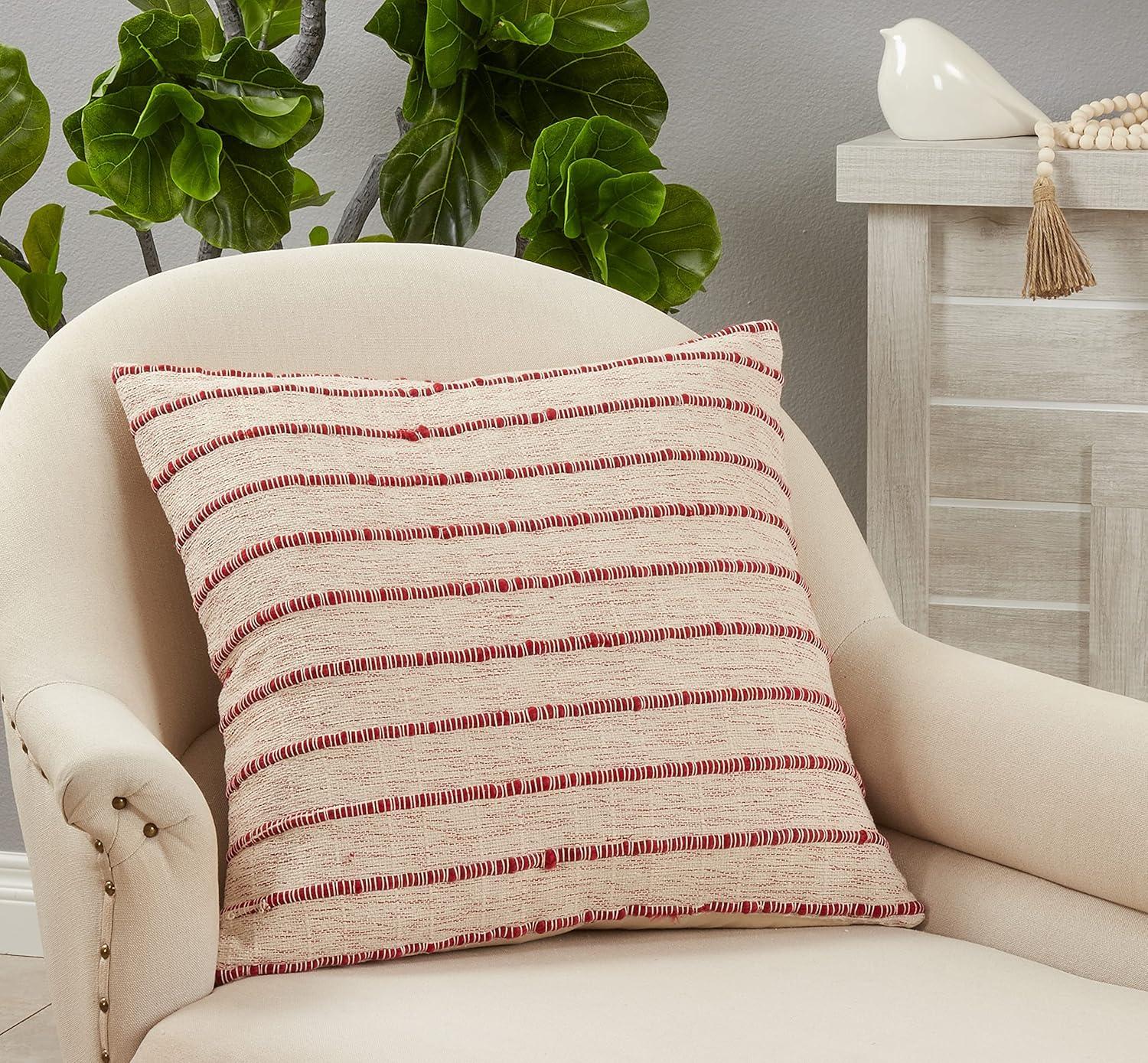Saro Coralee Collection Striped Cotton Pillow Cover