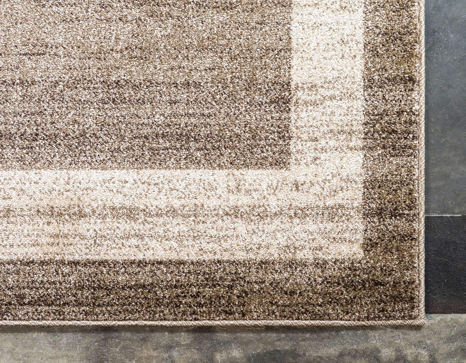 Unique Loom Del Mar Collection Area Rug - Maria (6' 1" x 9' Rectangle Light Brown/Ivory)