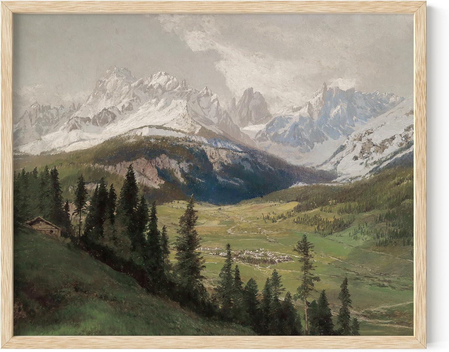 HAUS AND HUES Vintage Prints Wall Art - Oil Paintings for Wall Decor Captivating Landscape, and Mountain Scenes to Bring the Outdoors Indoors (Beige Frame, 11x14)