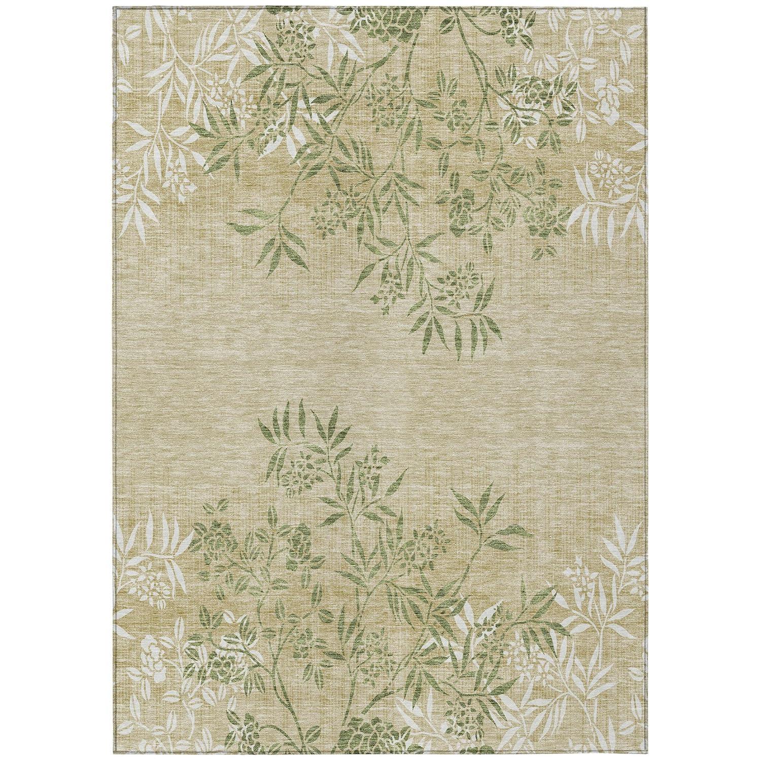 Addison Rugs Chantille Indoor/Outdoor Transitional Floral Khaki Washable Rectangle Rug, 2'6" x 3'10"