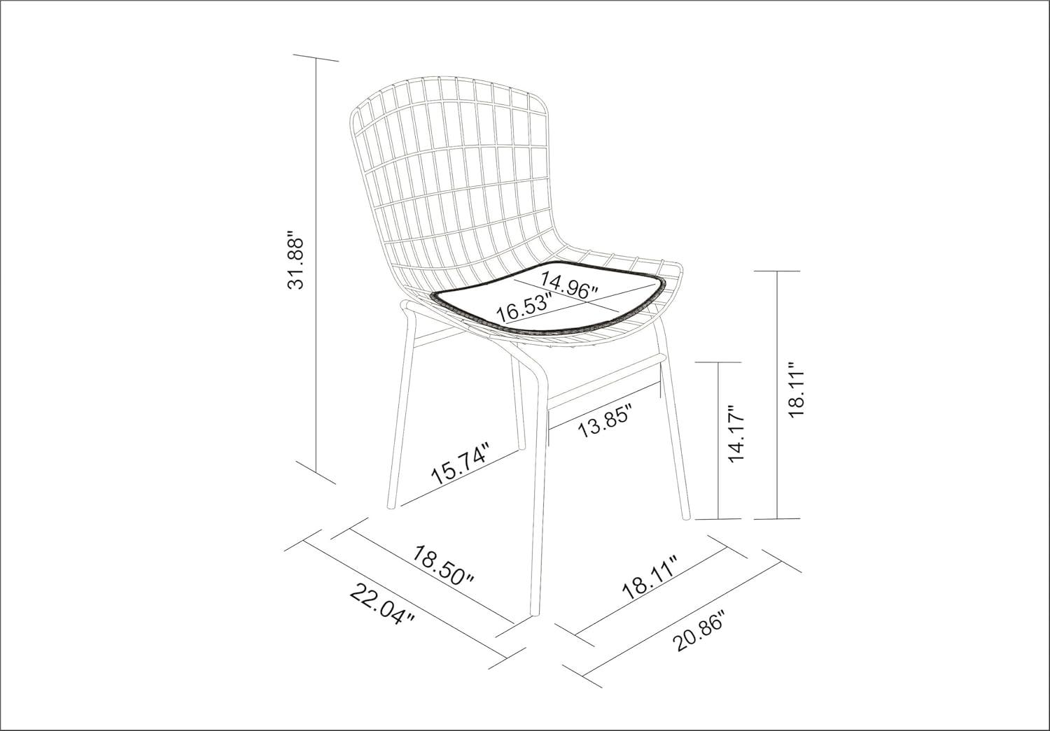 Madeline Metal Chair with Seat Cushion - Manhattan Comfort