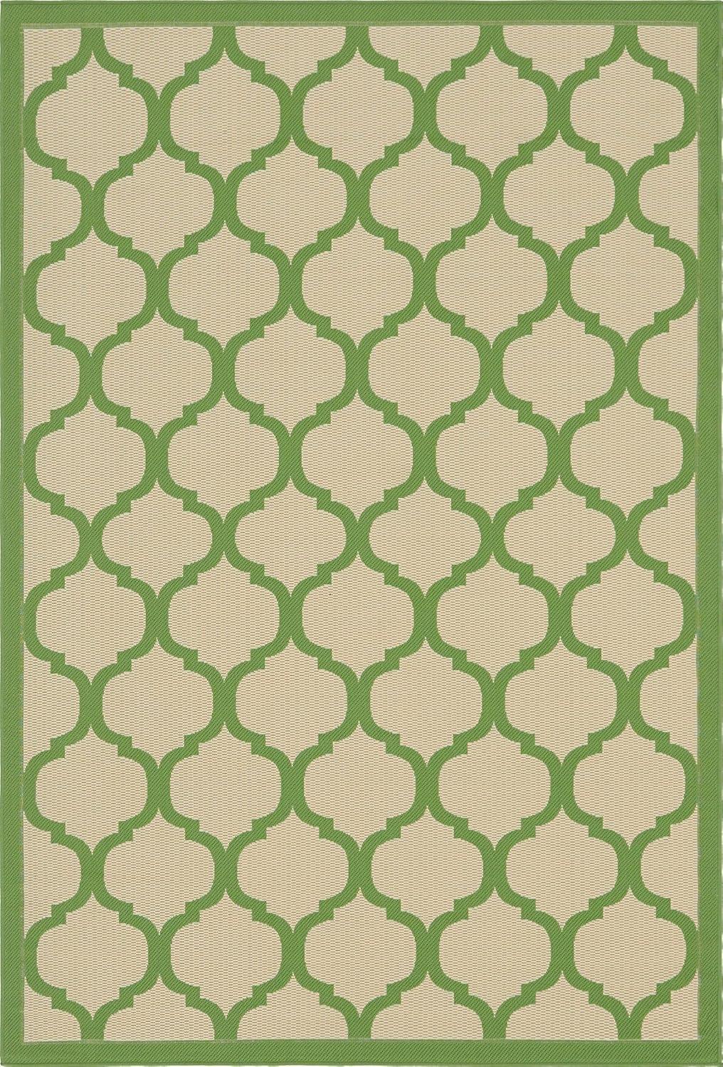 Unique Loom Outdoor Trellis Collection Area Rug - Moroccan (6' 1" x 9' Rectangle Beige and Green/Green)