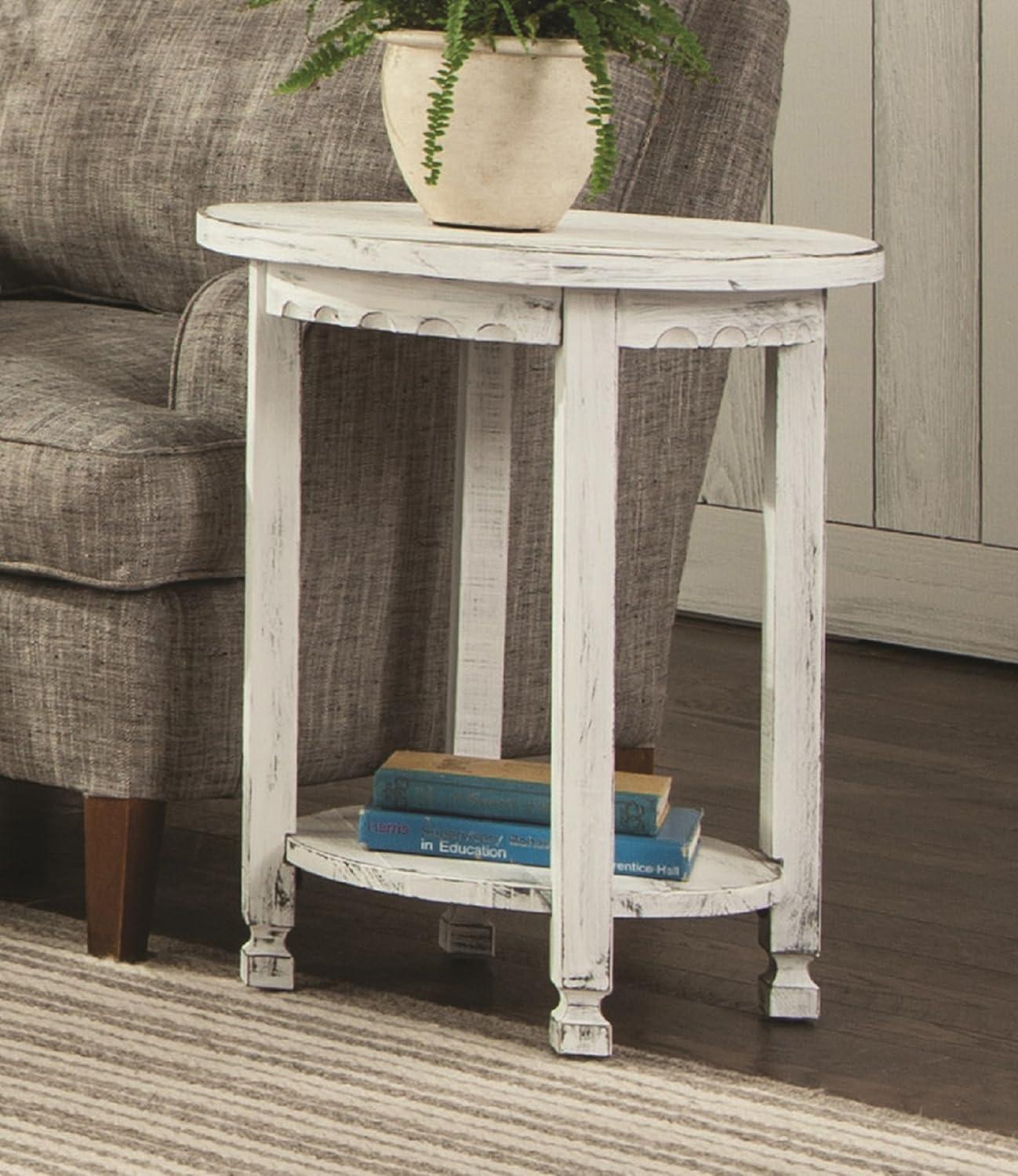 Country Cottage Round Wood End Table Antique Finish - Alaterre Furniture