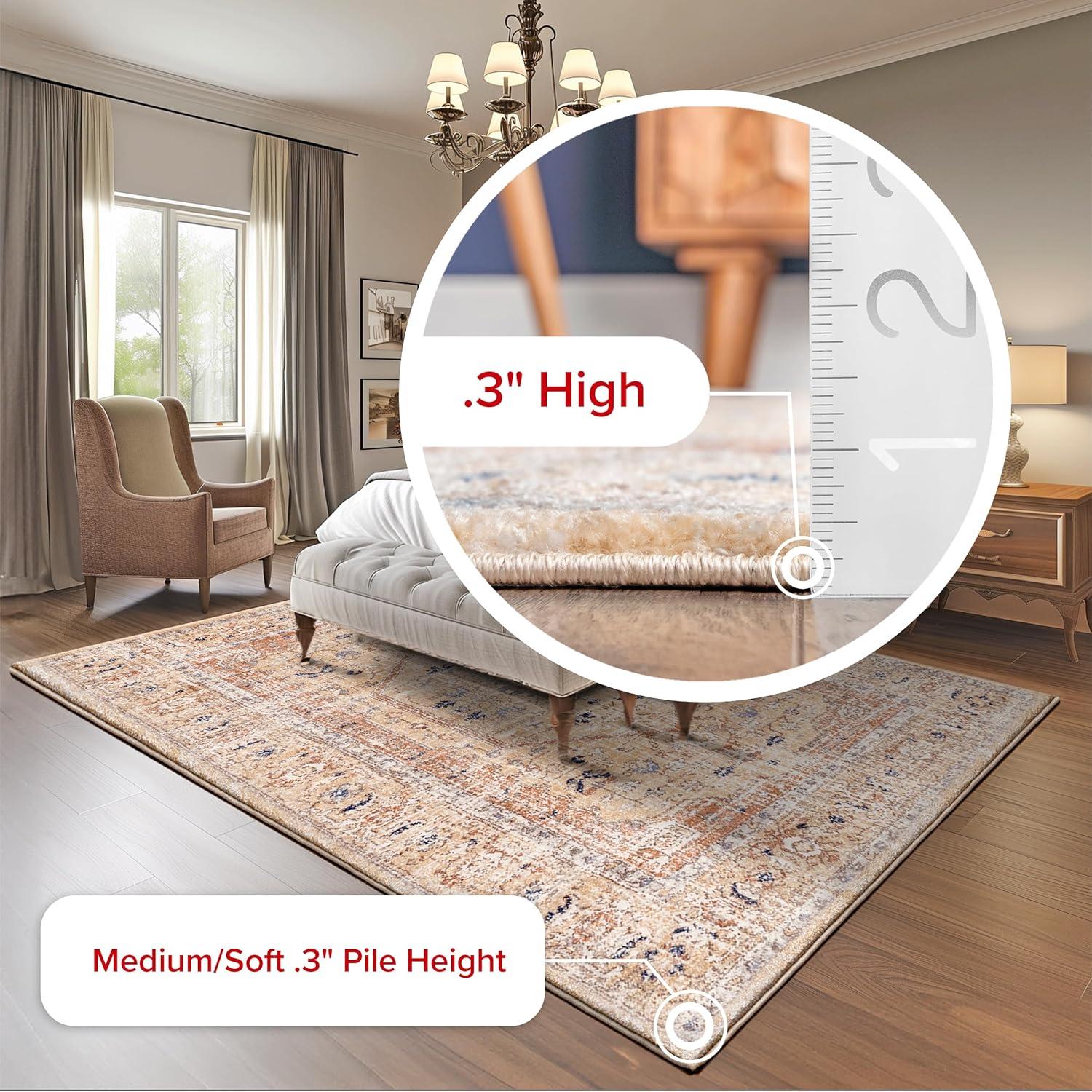 Nuloom Jacquie Oriental/Persian 4x6 Indoor Area Rug for Living Room Bedroom Dining Room Kitchen, Gold/Ivory