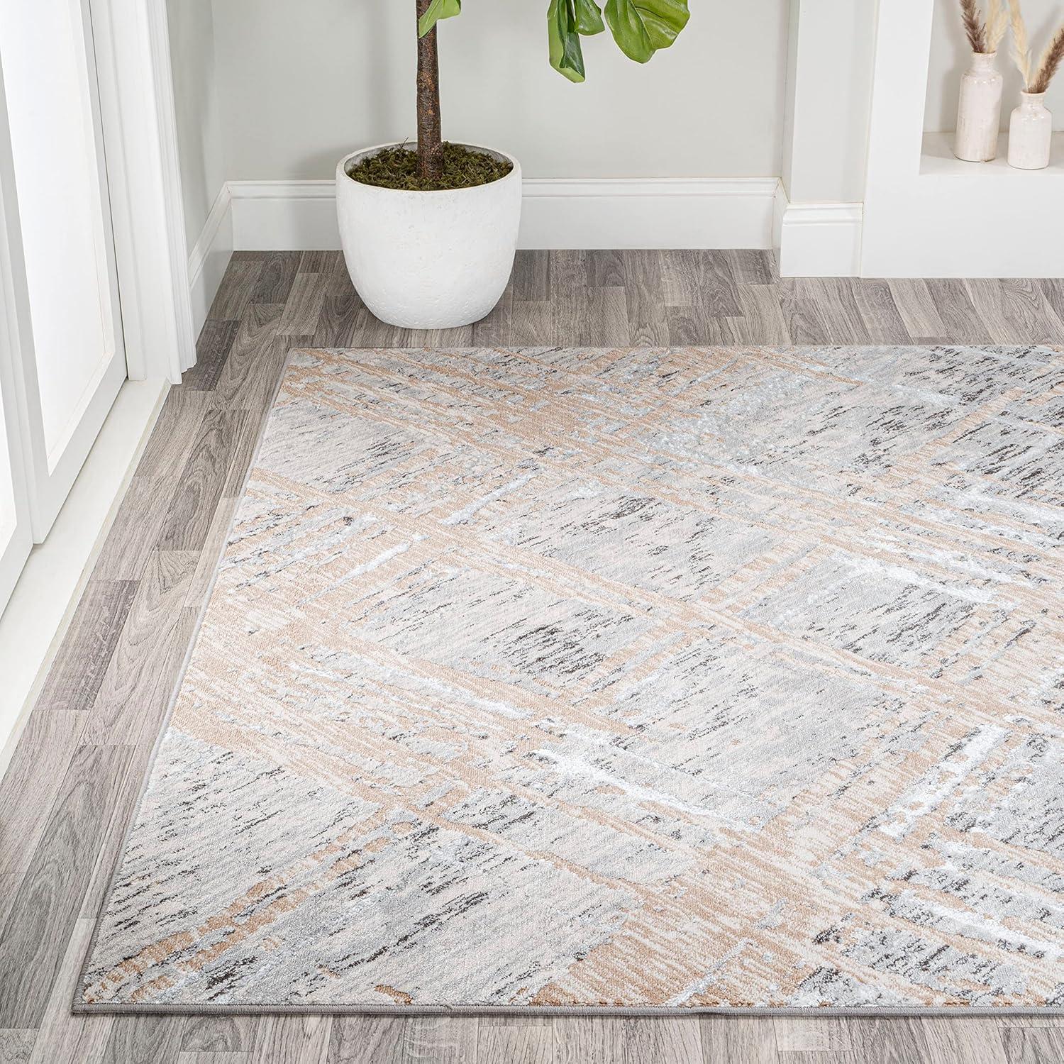 JONATHAN Y Slant Modern Abstract Beige/Gray 5 ft. x 8 ft. Area Rug