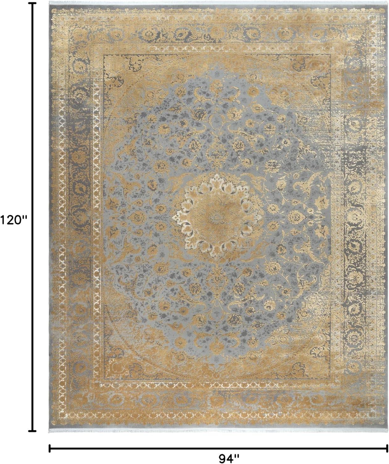 Gertmenian Florance Foggia Traditional Oriental Gold/Charcoal Gray High-Low Viscose/Acrylic Area Rug