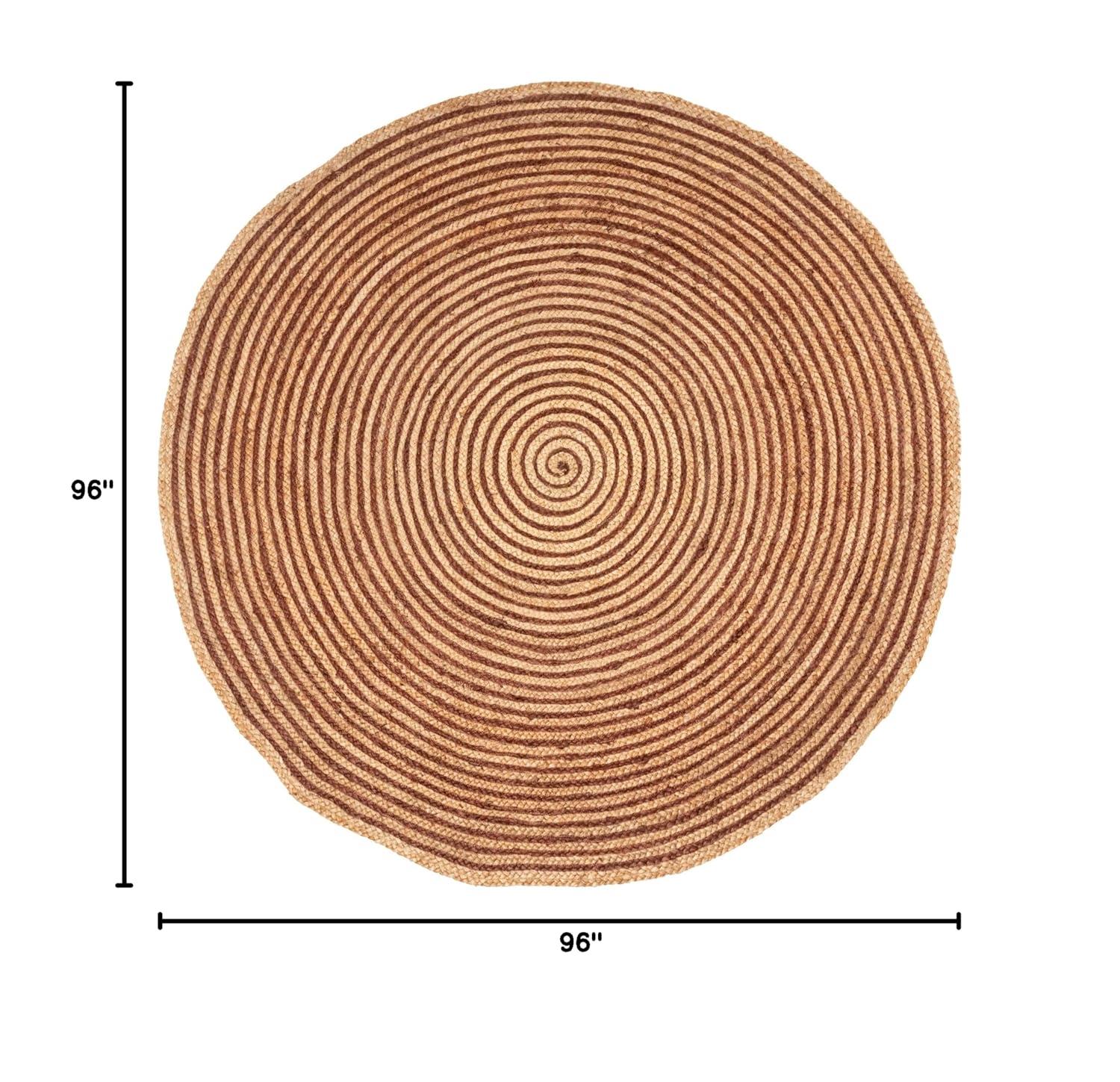 Superior Braided Jute Handwoven Indoor Outdoor Area Rug, 8' Round, Coffee