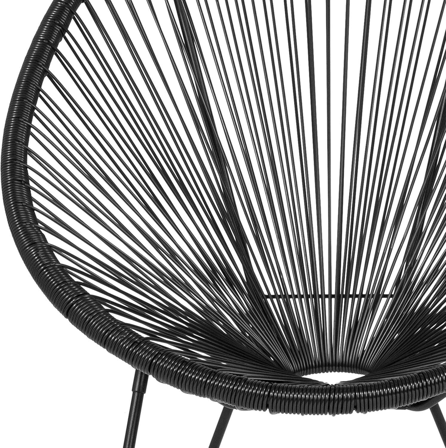 Black Woven Basket Papasan Bungee Lounge Chair