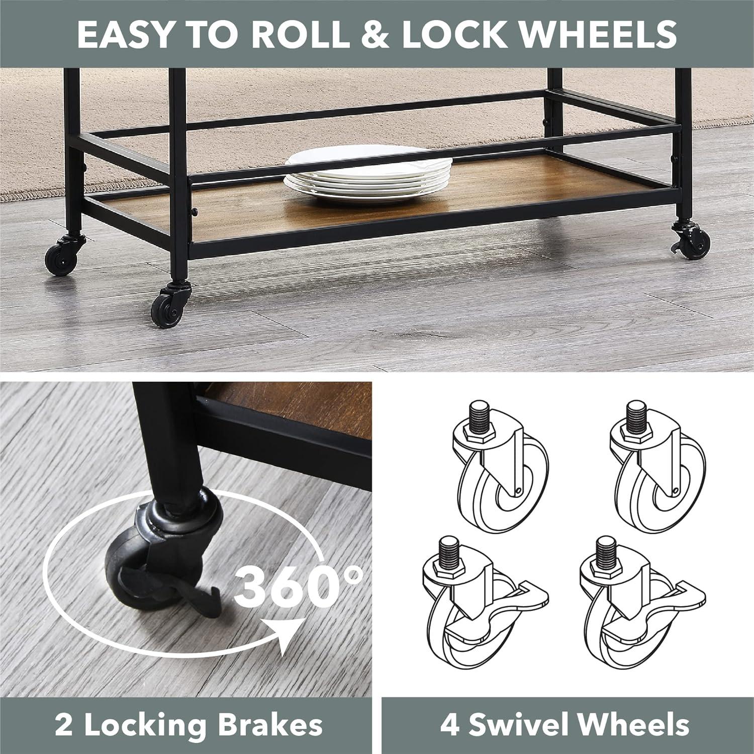FirsTime & Co. Black Gardner Bar Cart, Industrial, Metal, 29.75 x 12.25 x 32.25 in