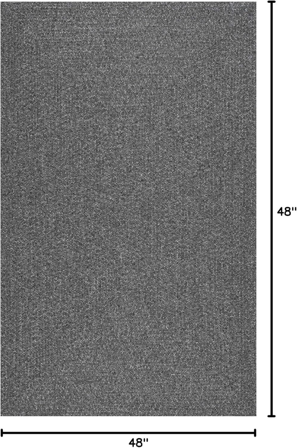 Nuloom Wynn Solid 4 Round Indoor/Outdoor Accent Rug for Living Room Patio Deck Front Porch Entryway Kitchen, Charcoal