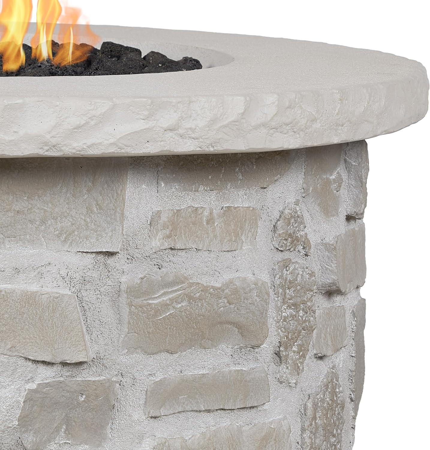 Real Flame Scottsdale 40" Round Stone Propane Fire Pit Table By Real Flame