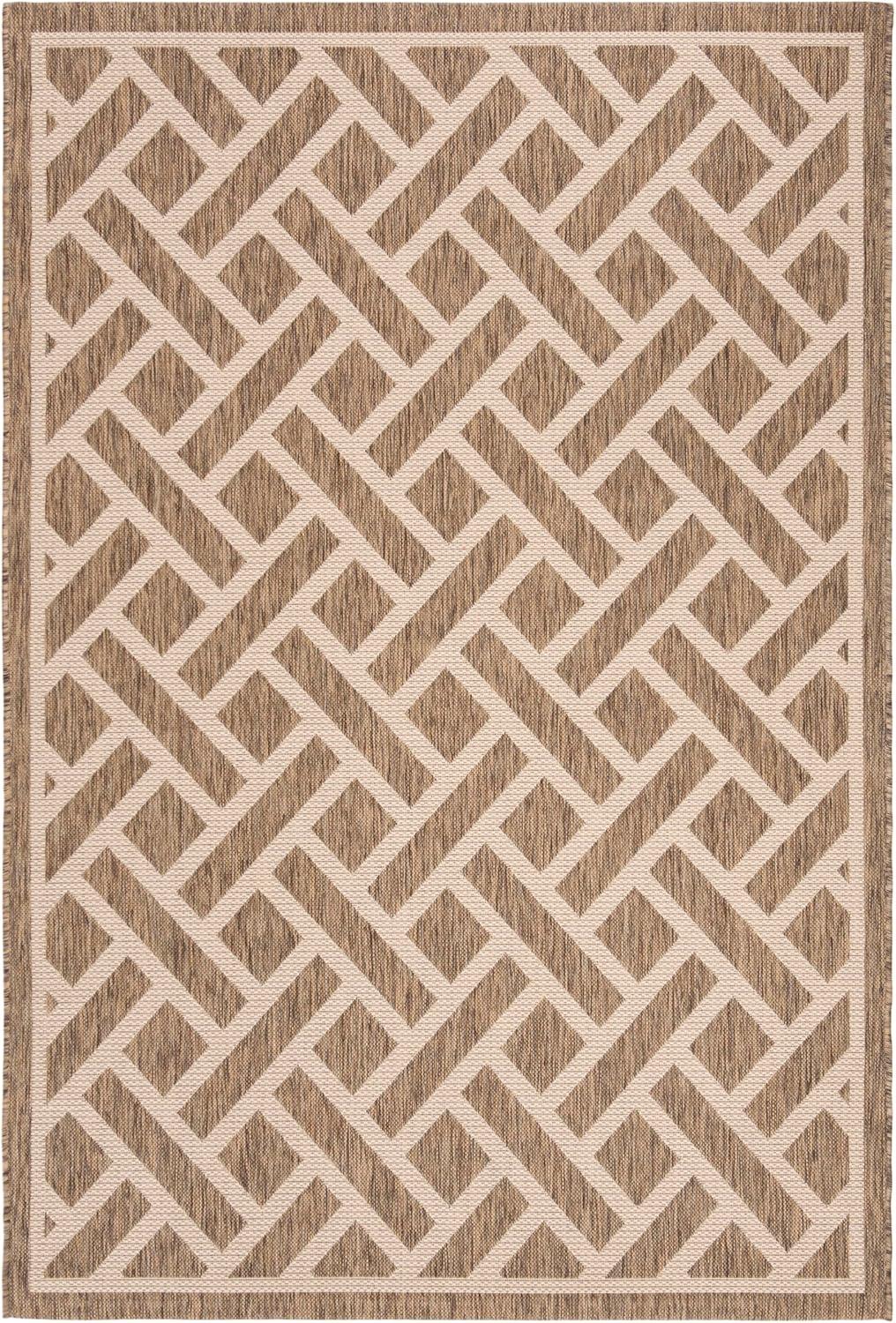 Courtyard CY6306 Power Loomed Indoor/Outdoor Area Rug - Brown/Light Beige - 5'3"x7'7" - Safavieh.
