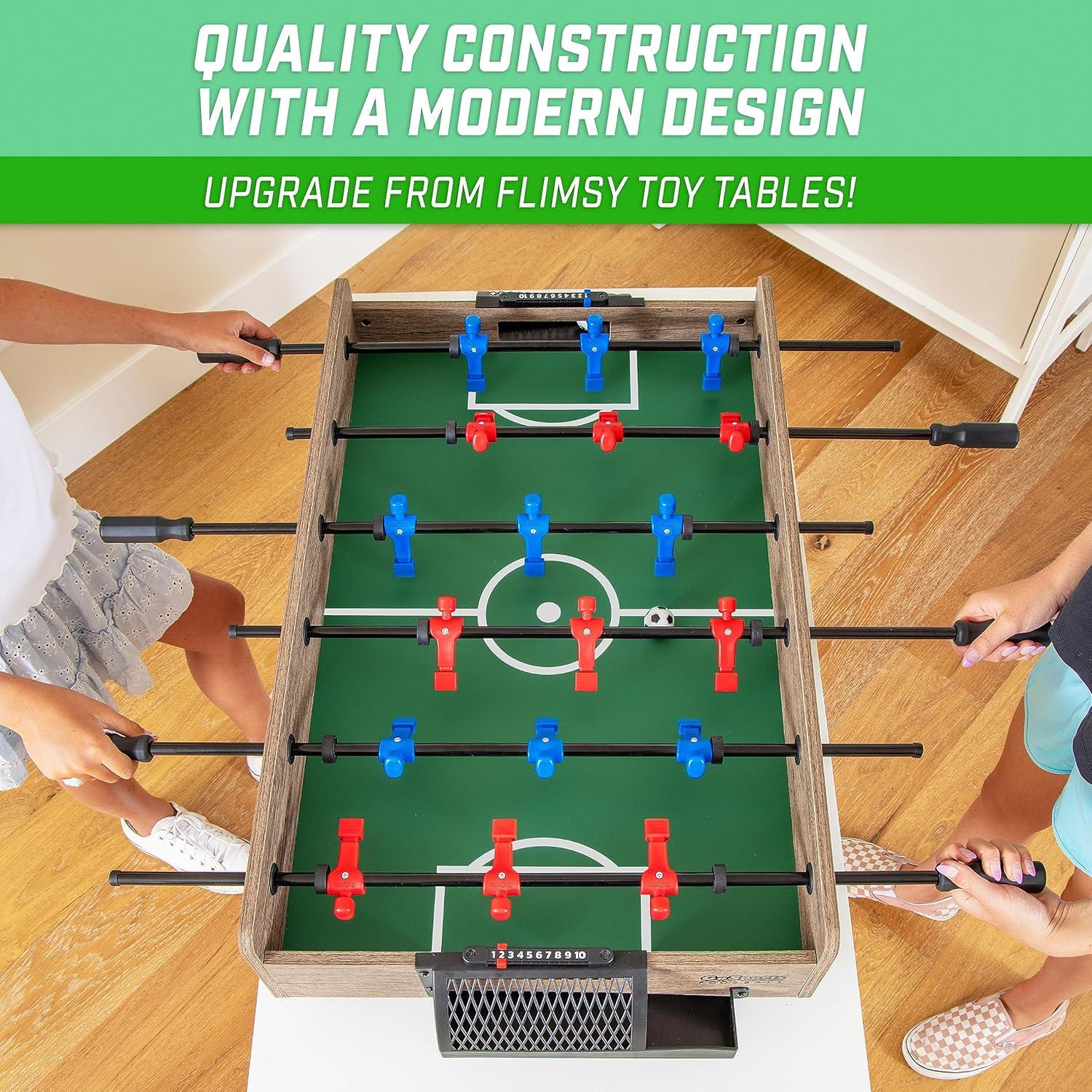 32-Inch Oak and Plastic Tabletop Foosball Game Set