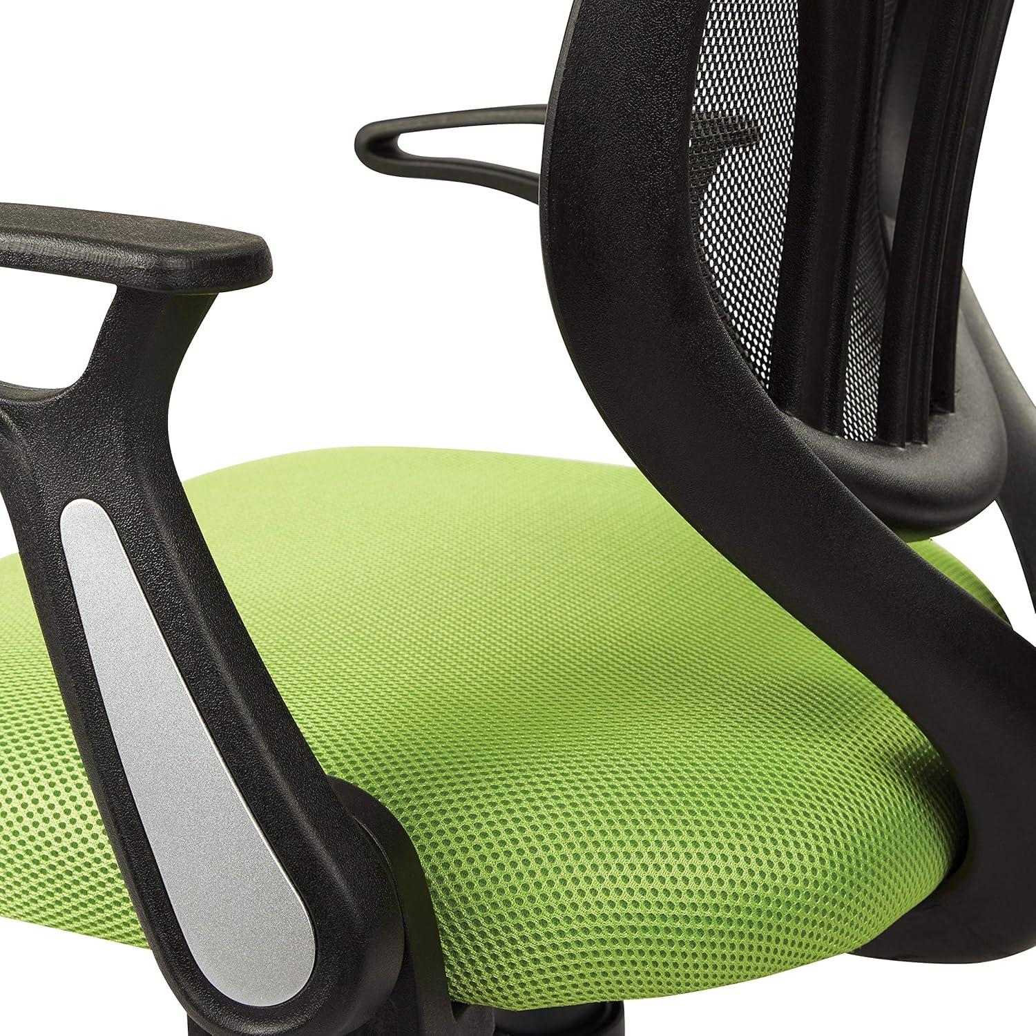 Office Star Products Screen Back Chair with Green Mesh, Flip Arms, and Silver Accents