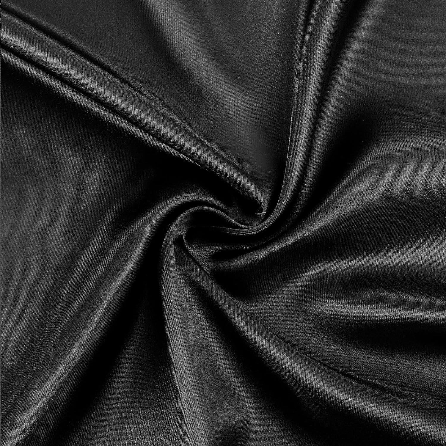 Black Satin Full Size 4-Piece Deep Pocket Sheet Set