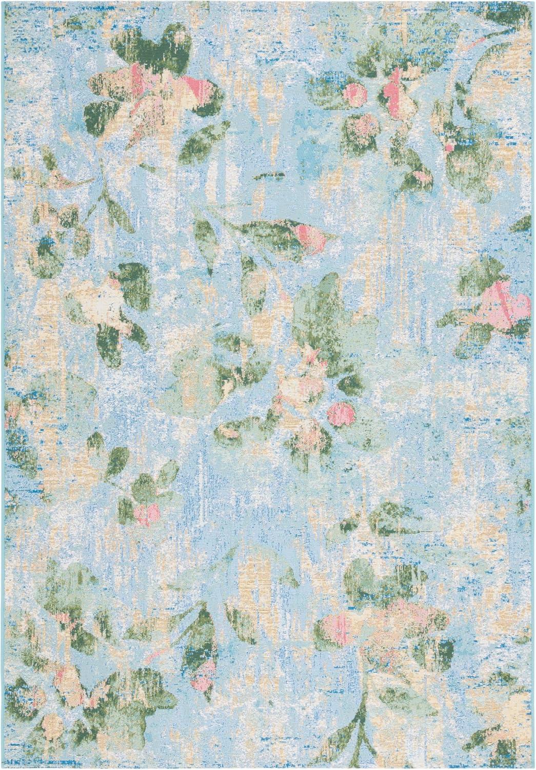 Barbados BAR522 Power Loomed Indoor/Outdoor Area Rug - Light Blue/Green - 4'x6' - Safavieh.